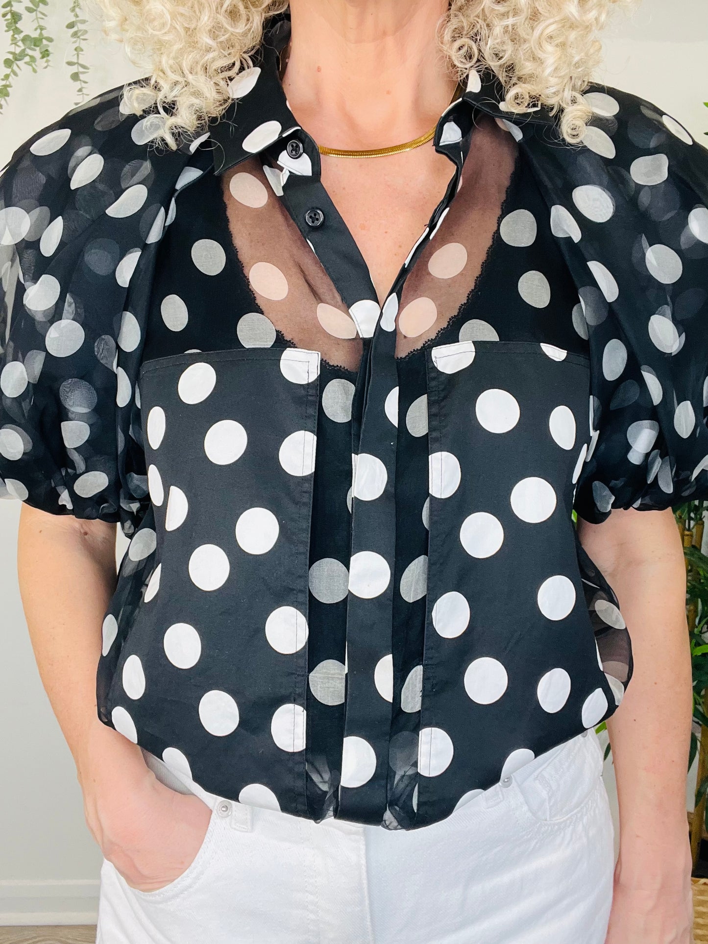 Polka Dot Sheer Blouse - Size 1