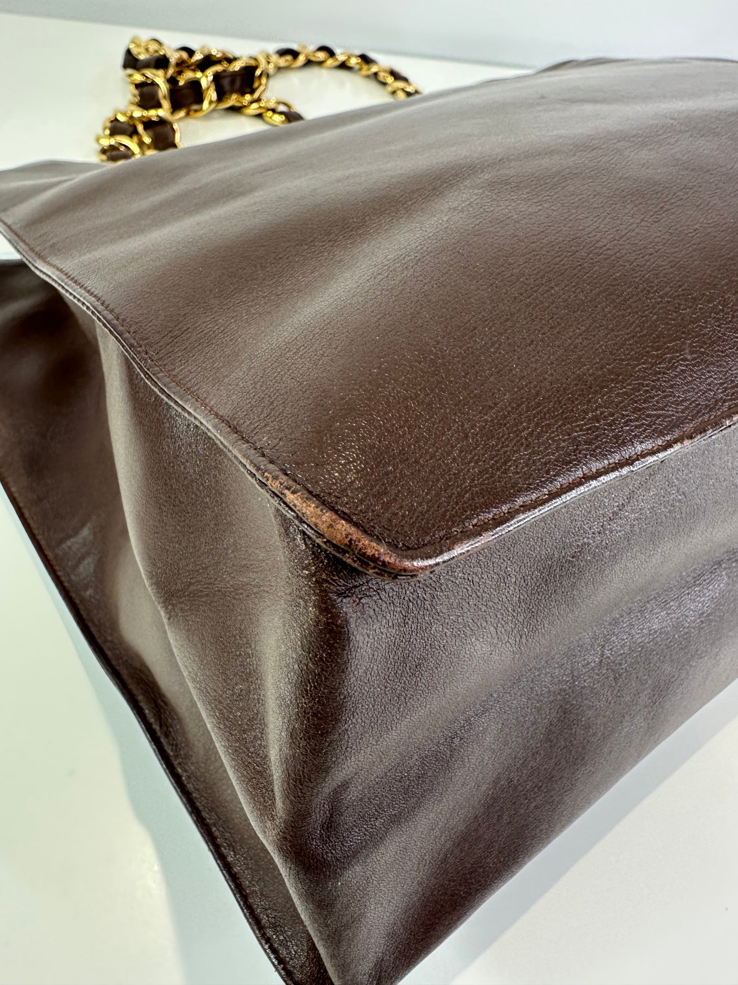 Vintage Leather Chain Strap Shoulder Bag