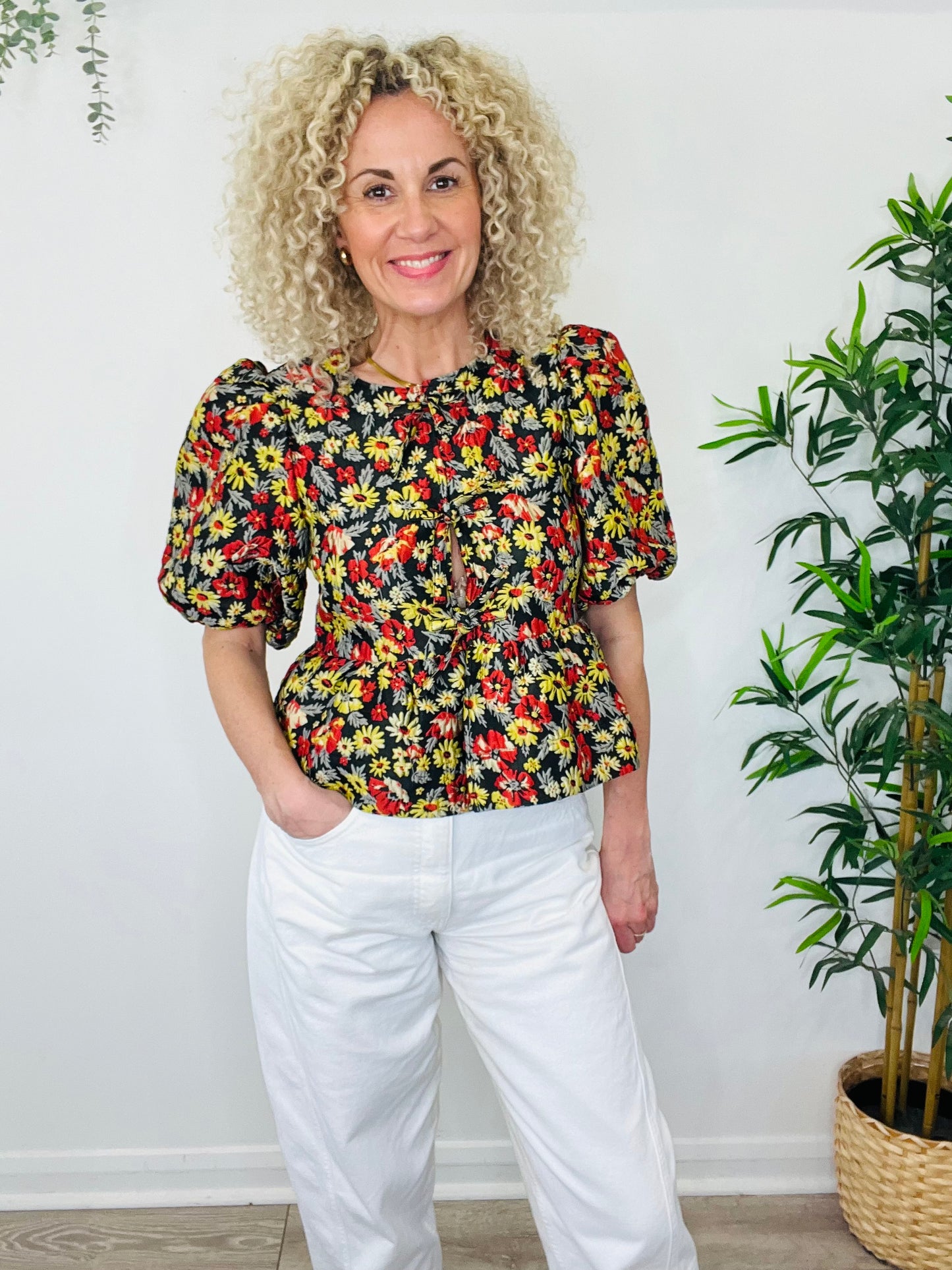 Floral Jacquard Top - Size 36