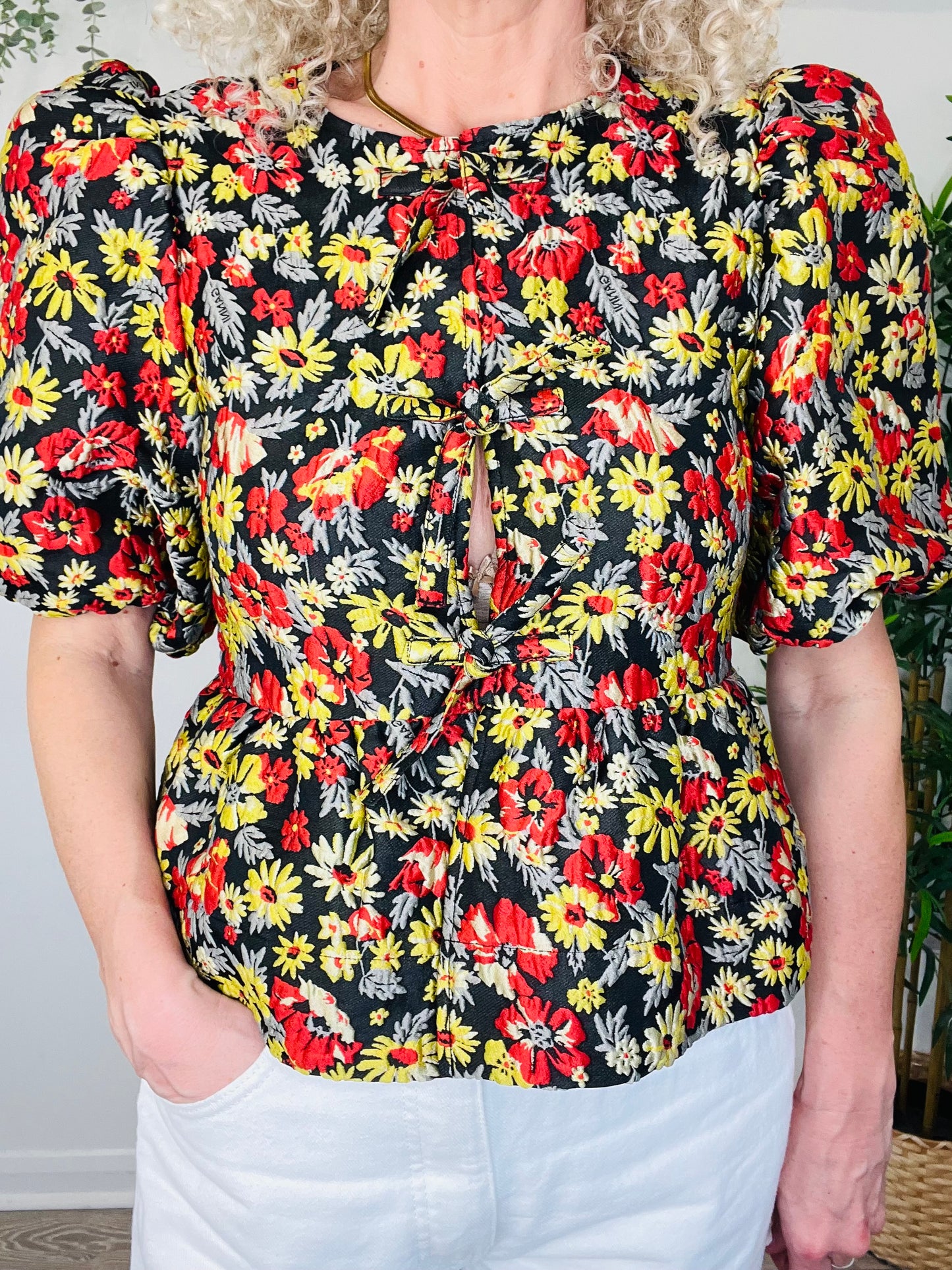 Floral Jacquard Top - Size 36