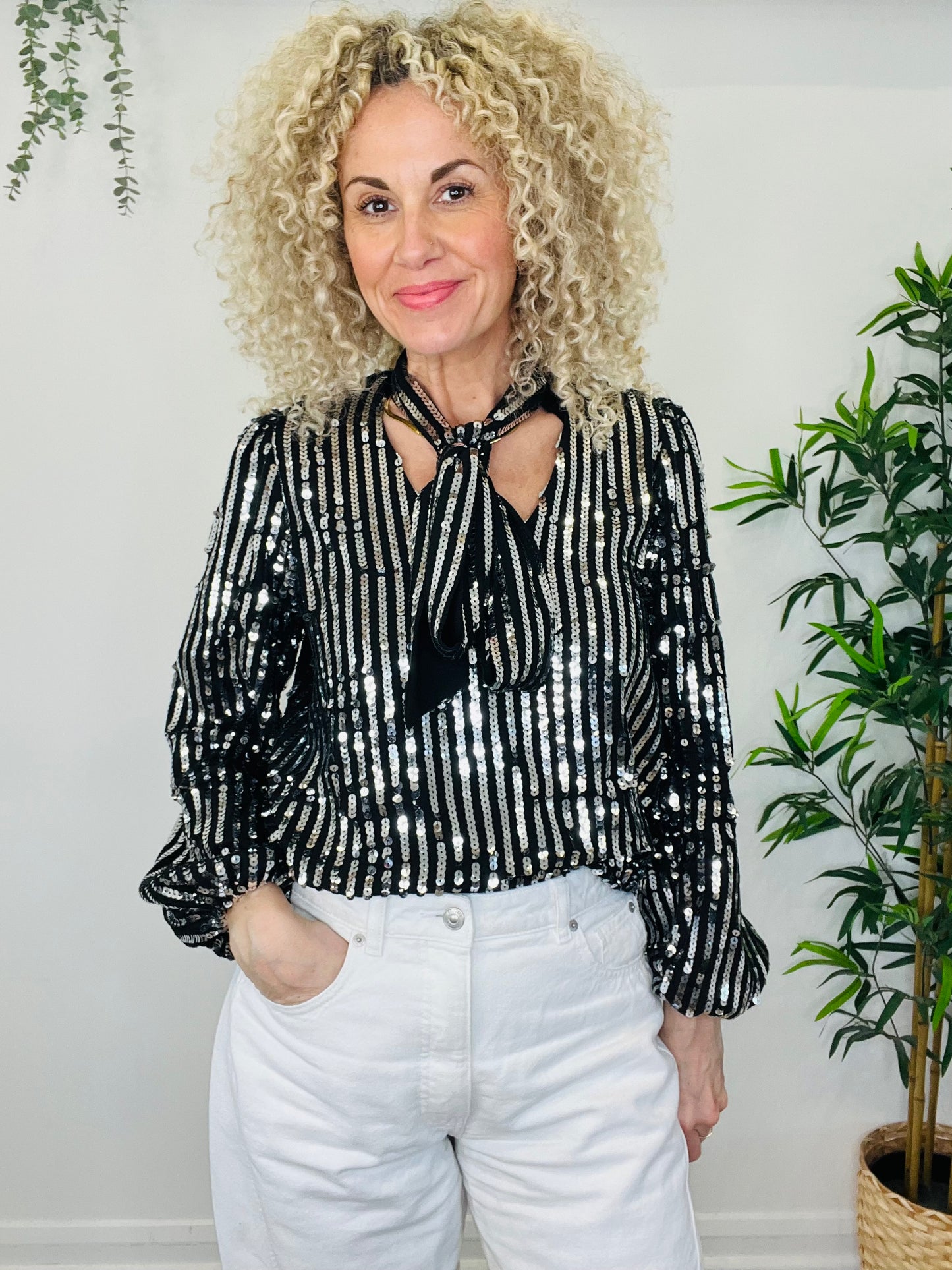 Sequin Moss Blouse - Size M