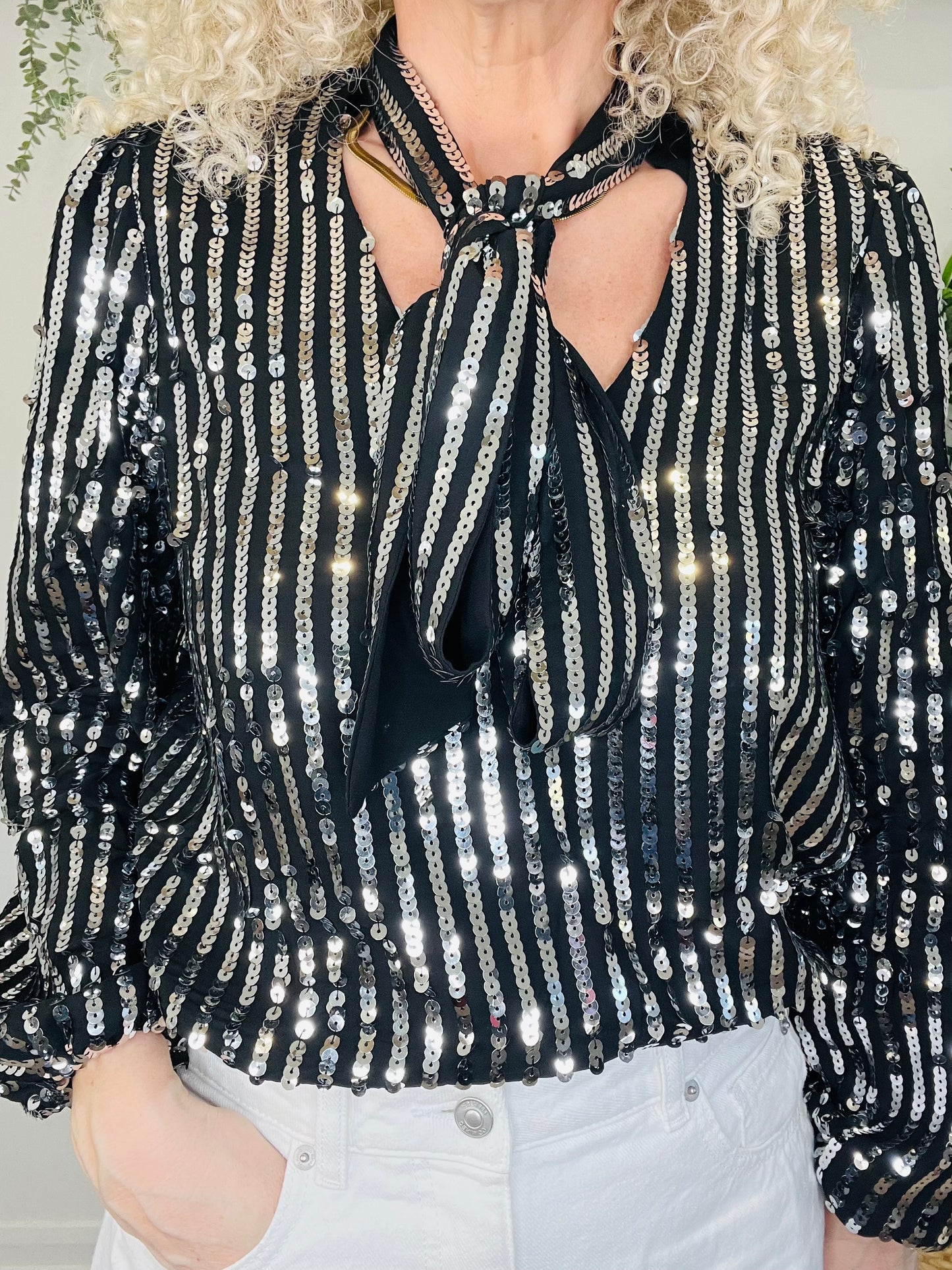 Sequin Moss Blouse - Size M