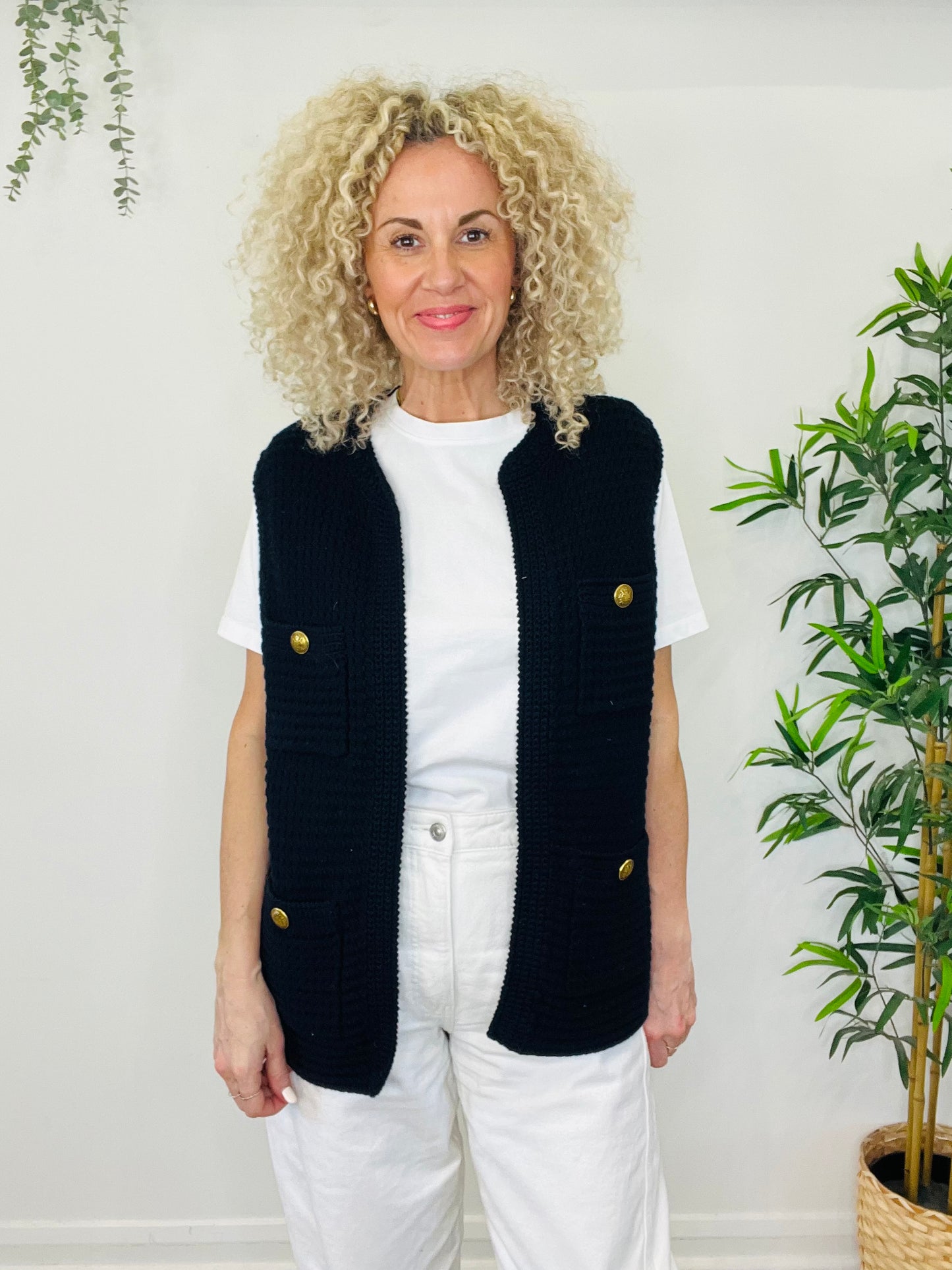 Sleeveless Knitted Cardigan - Size M