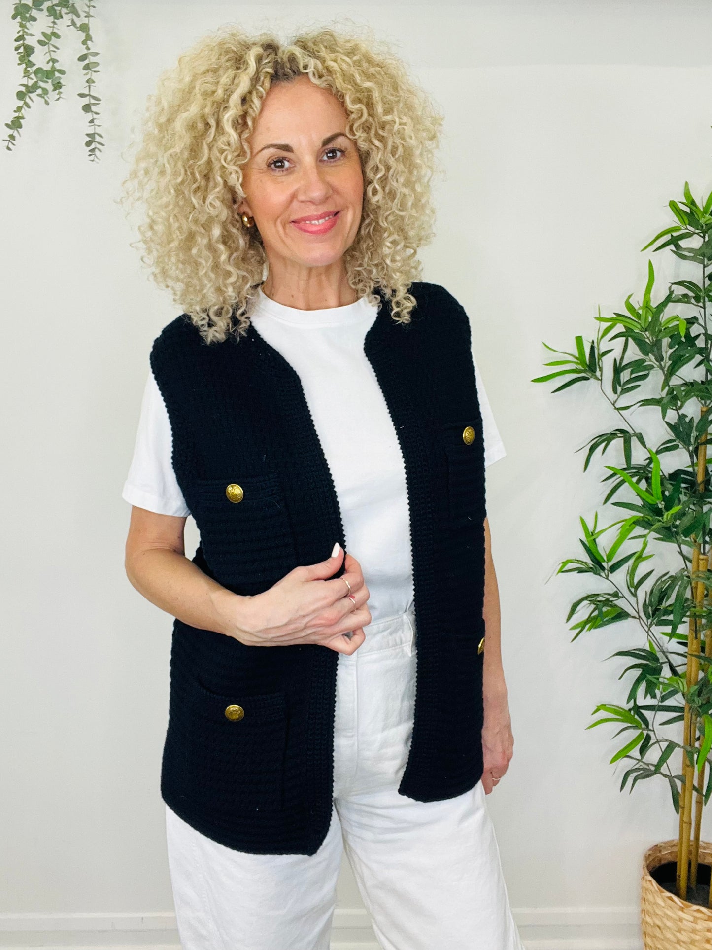 Sleeveless Knitted Cardigan - Size M