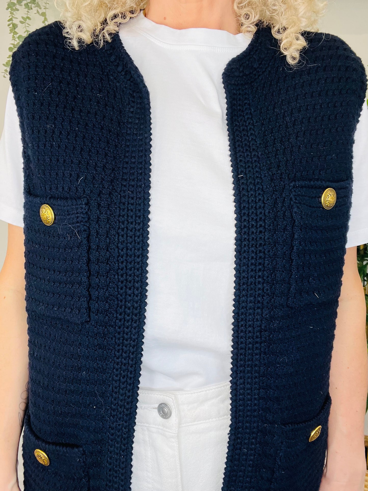 Sleeveless Knitted Cardigan - Size M