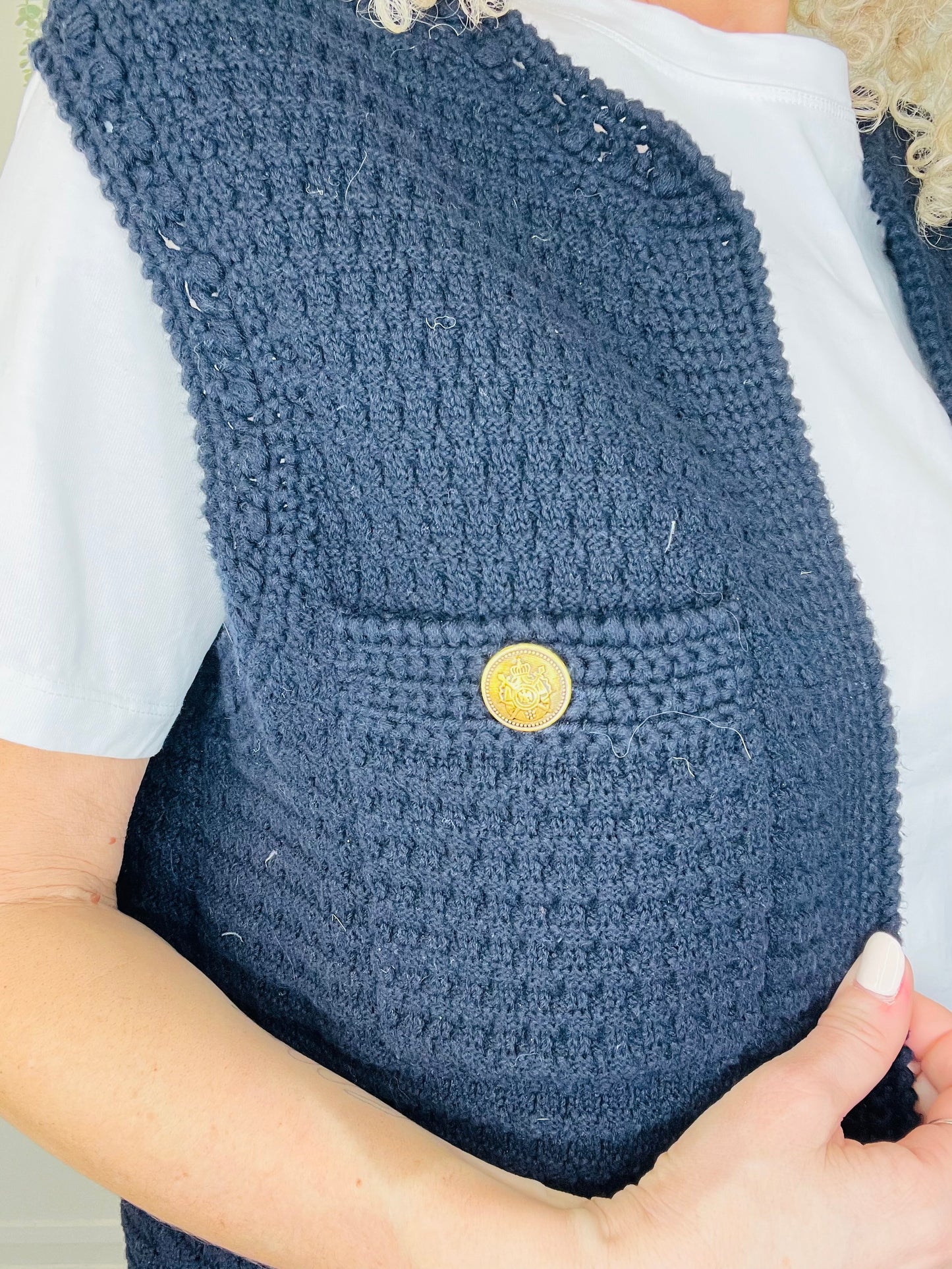 Sleeveless Knitted Cardigan - Size M
