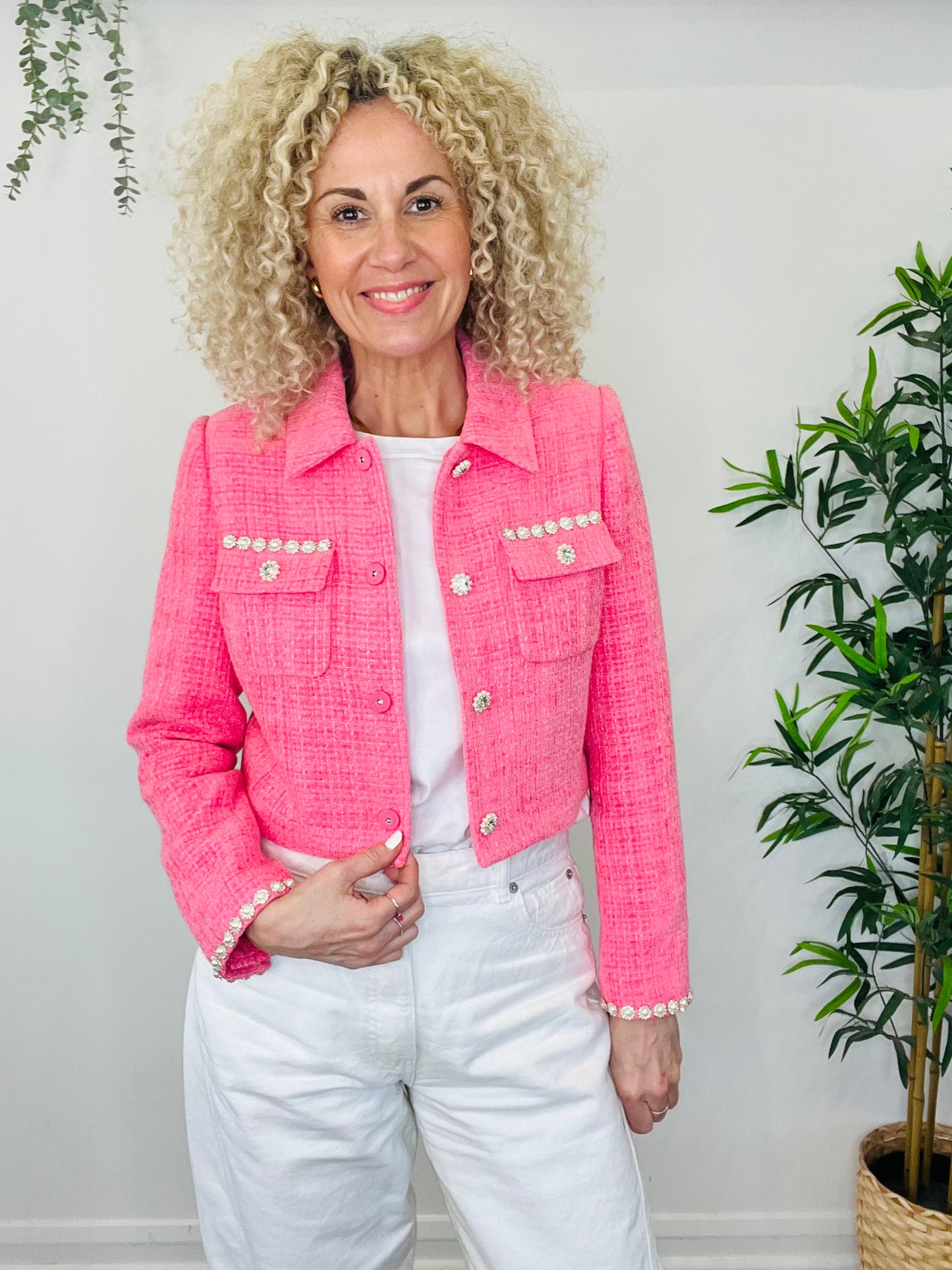 Cropped Boucle Jacket - Size 10