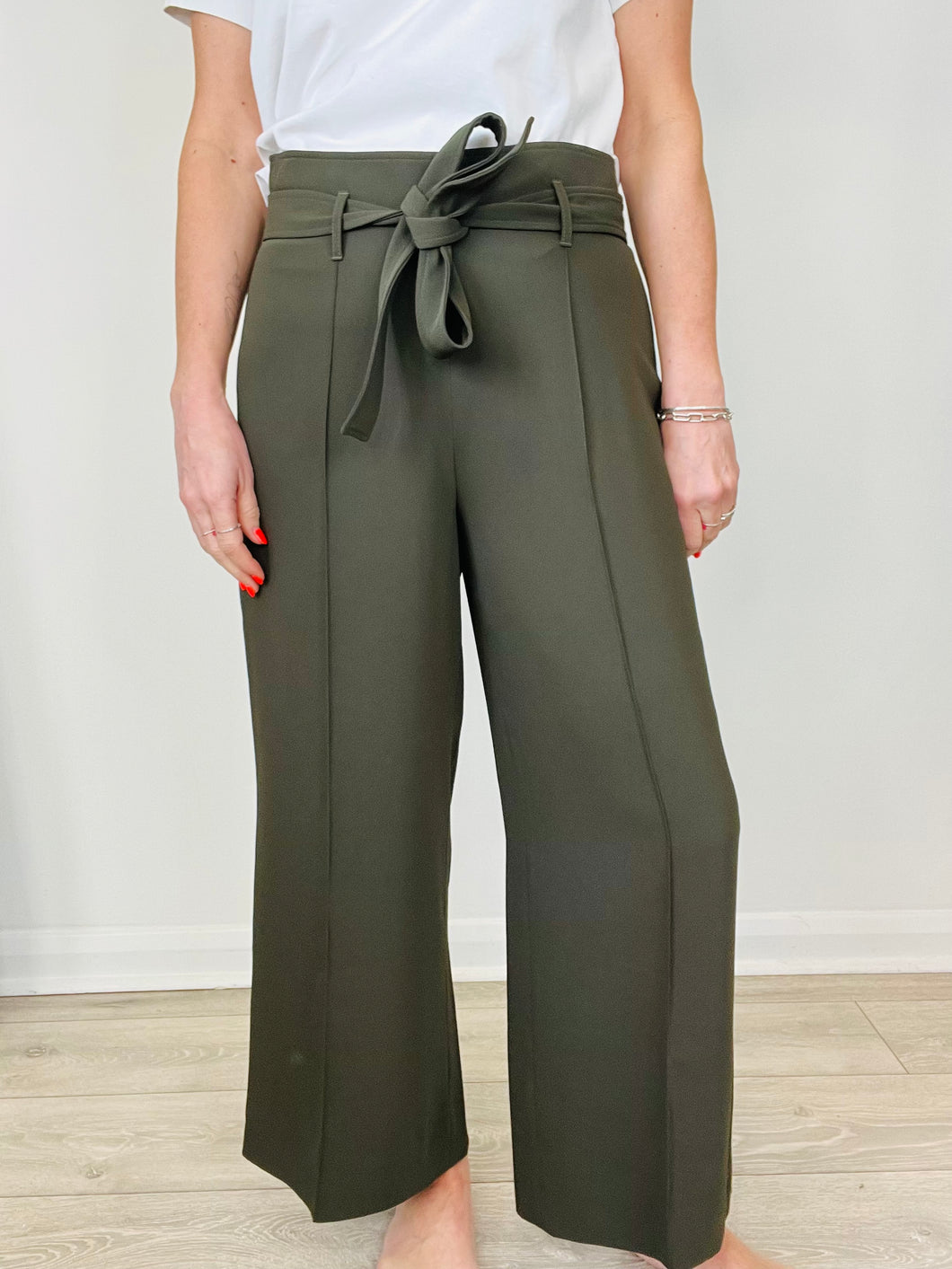 Belted Wide Leg Trousers - Size 14