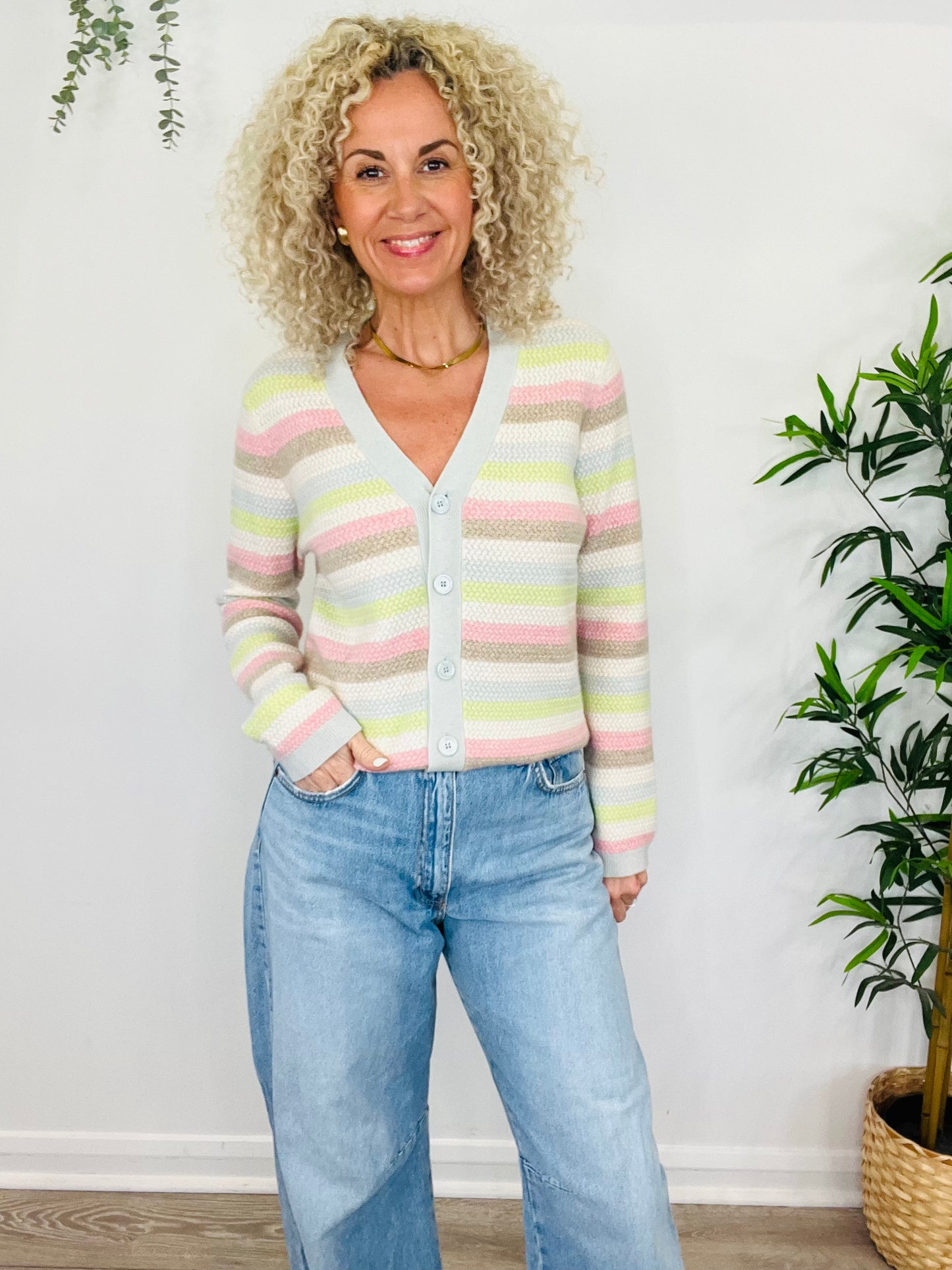 Striped Cashmere Cardigan - Size 2