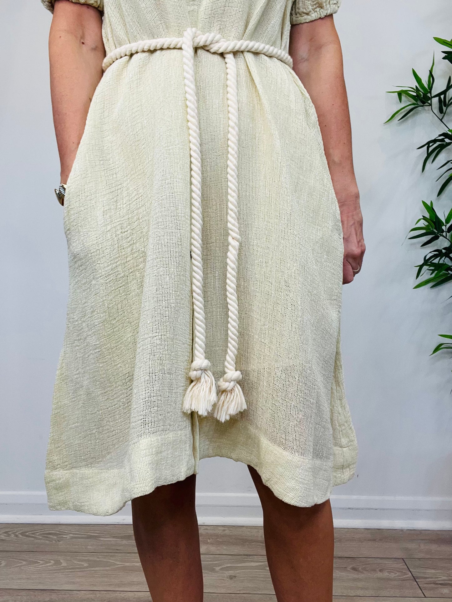 Linen Midi Dress - Size S