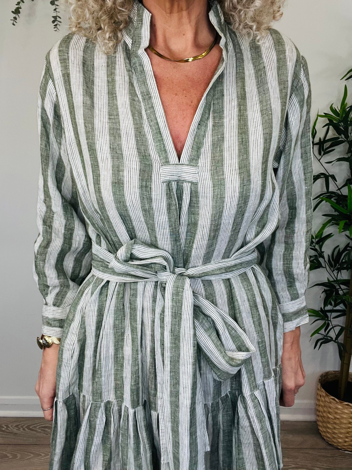 Striped Linen Dress - Size XS