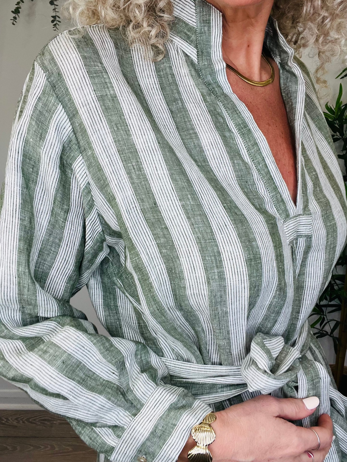 Striped Linen Dress - Size XS
