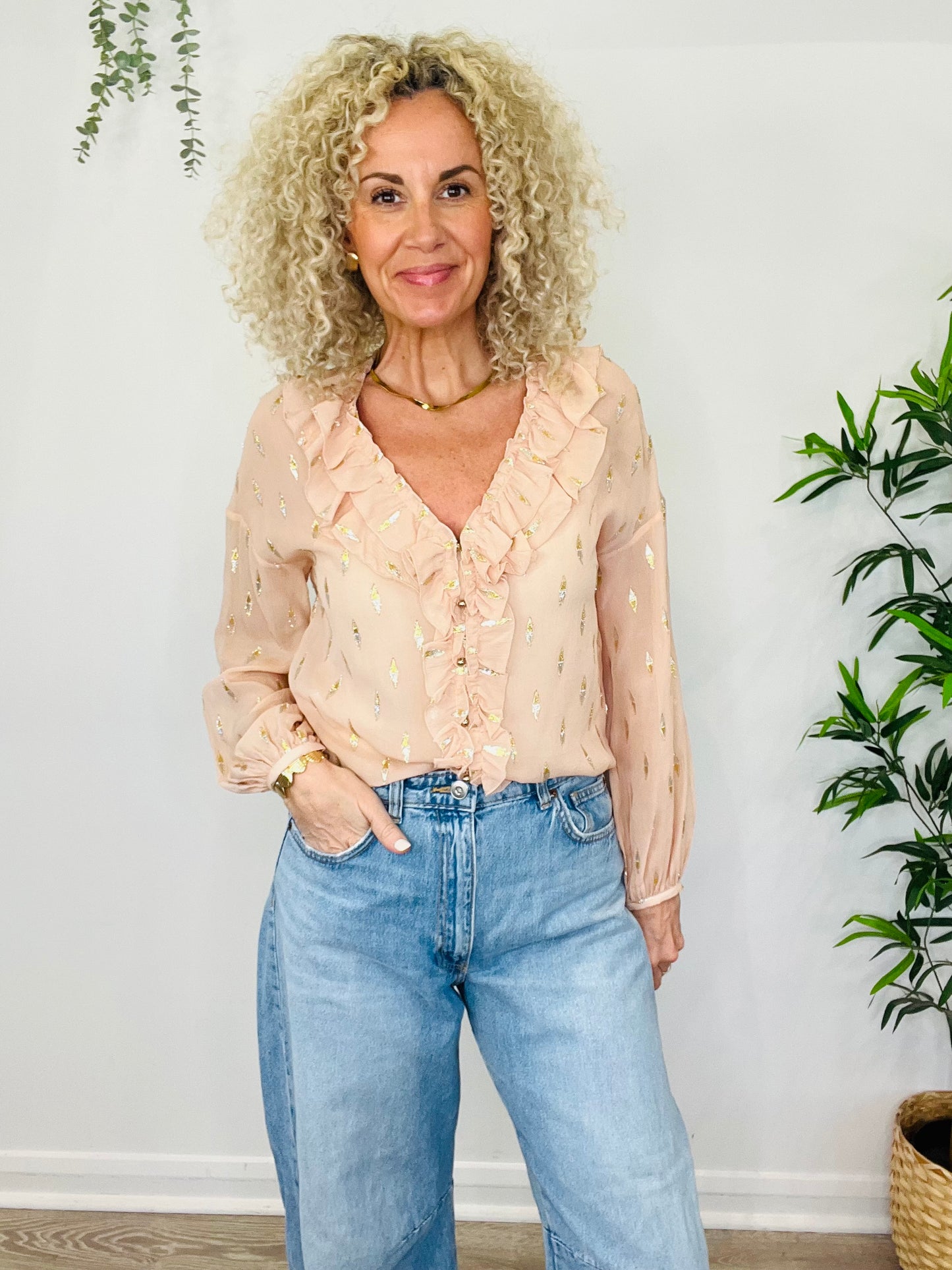 Metallic Patterned Blouse - Size 36