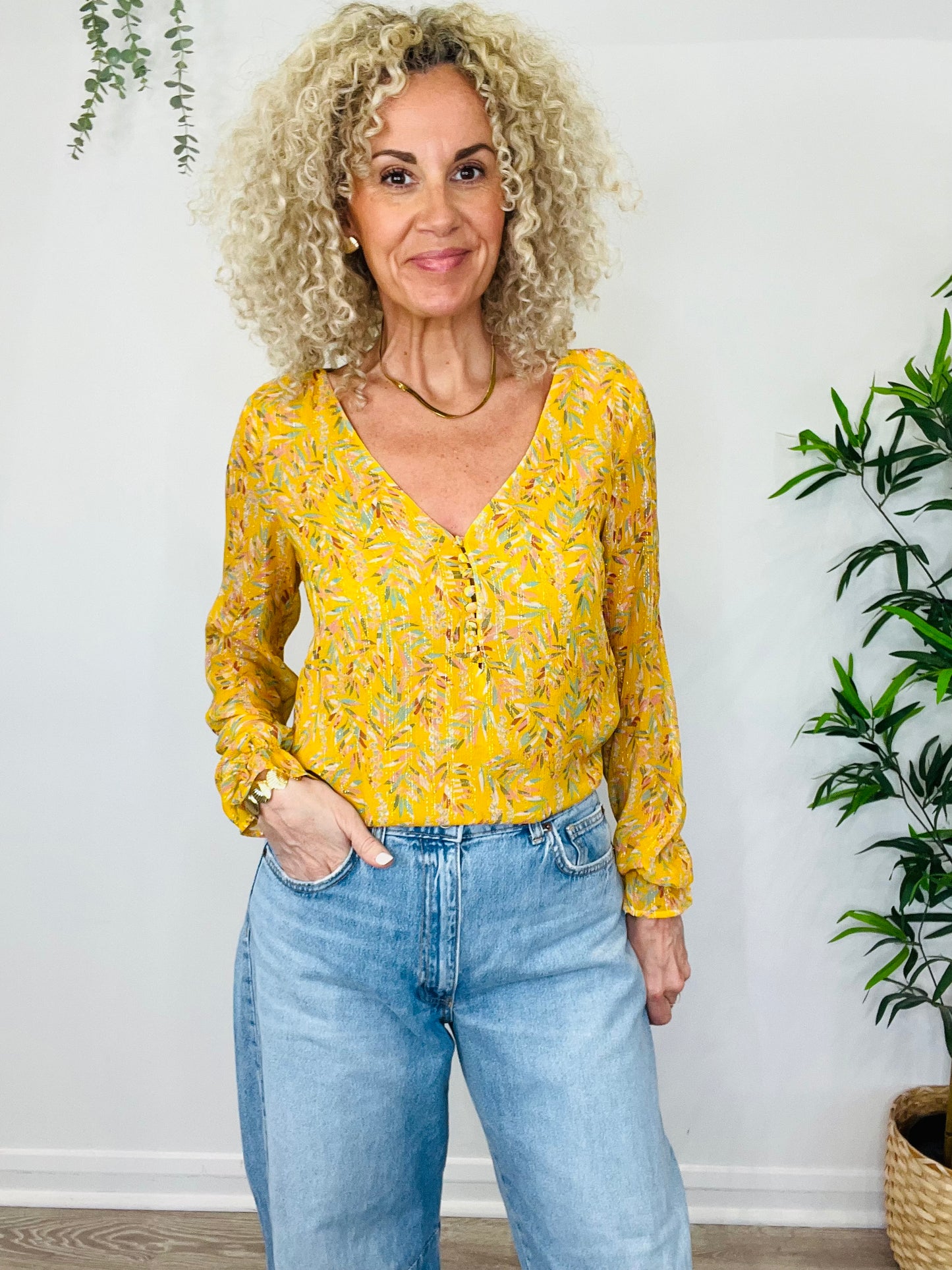 Leaf Print Blouse - Size 38