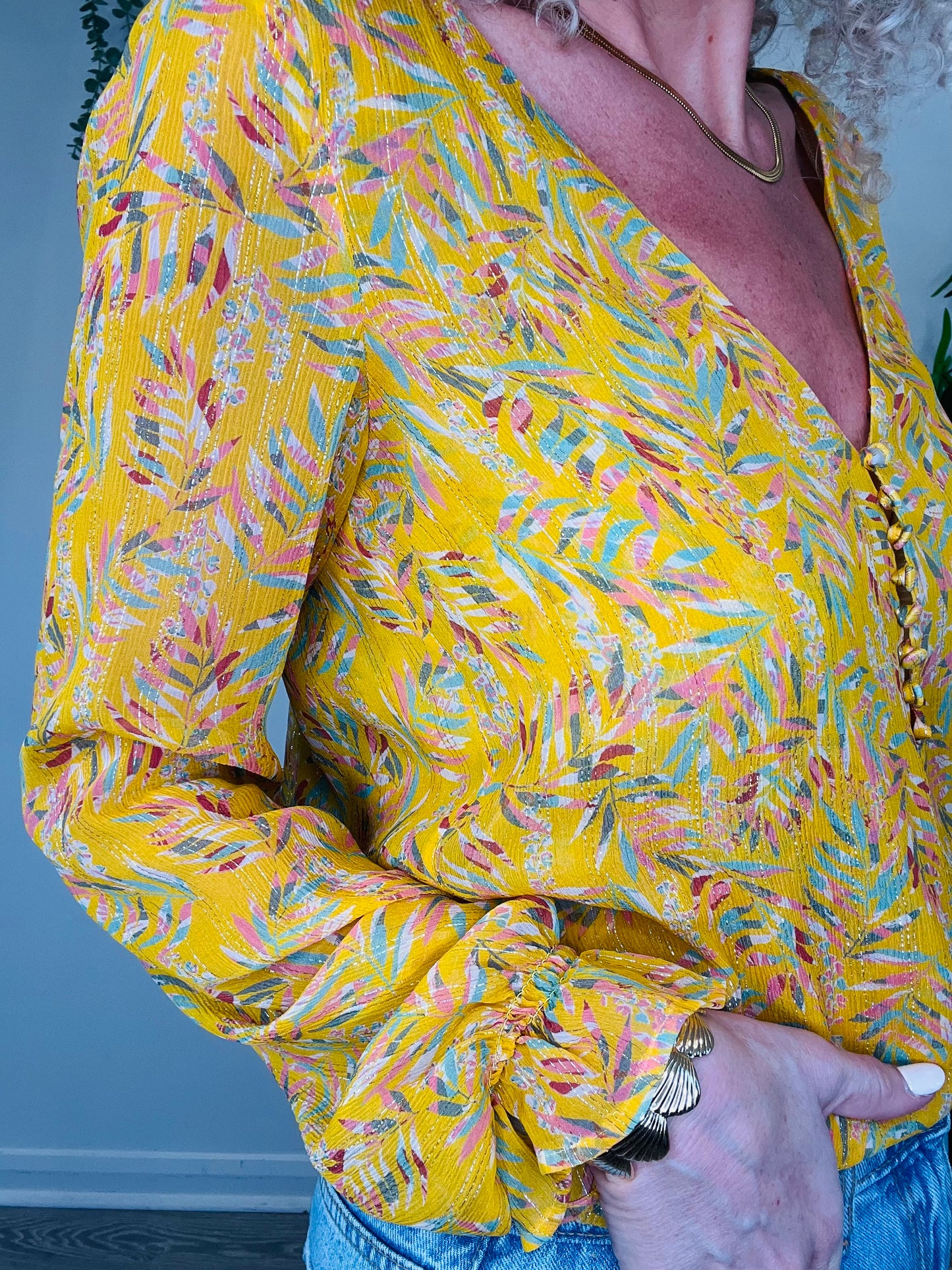 Leaf Print Blouse - Size 38