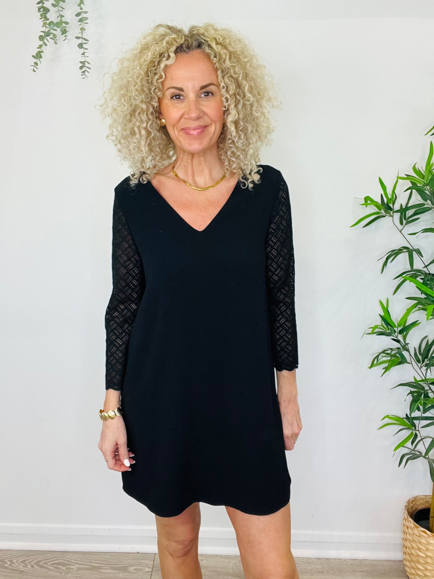 Lace Sleeve Dress - Size 40