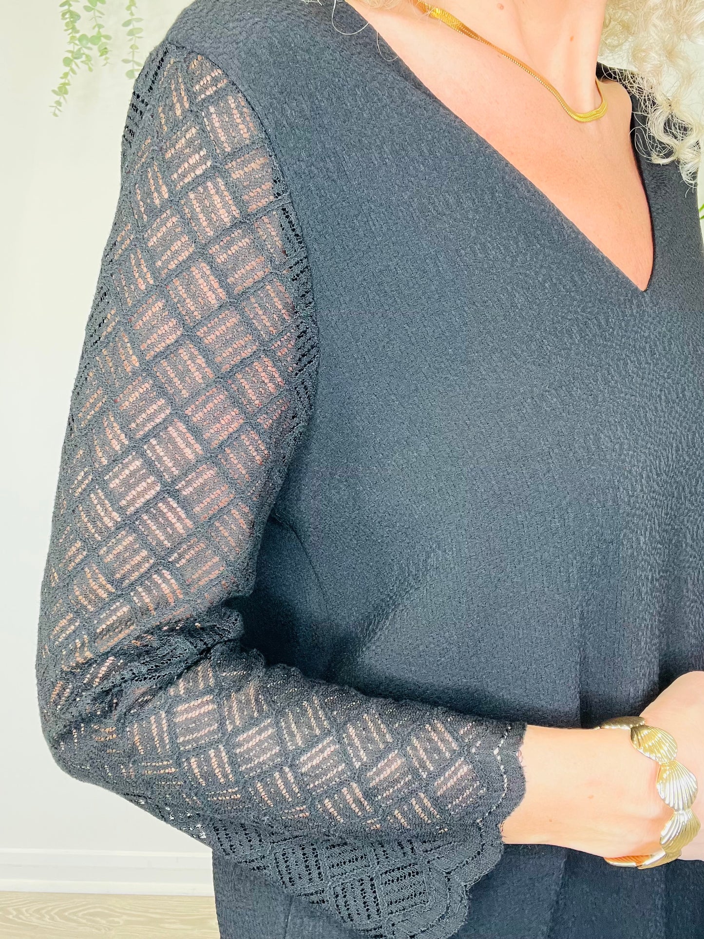 Lace Sleeve Dress - Size 40
