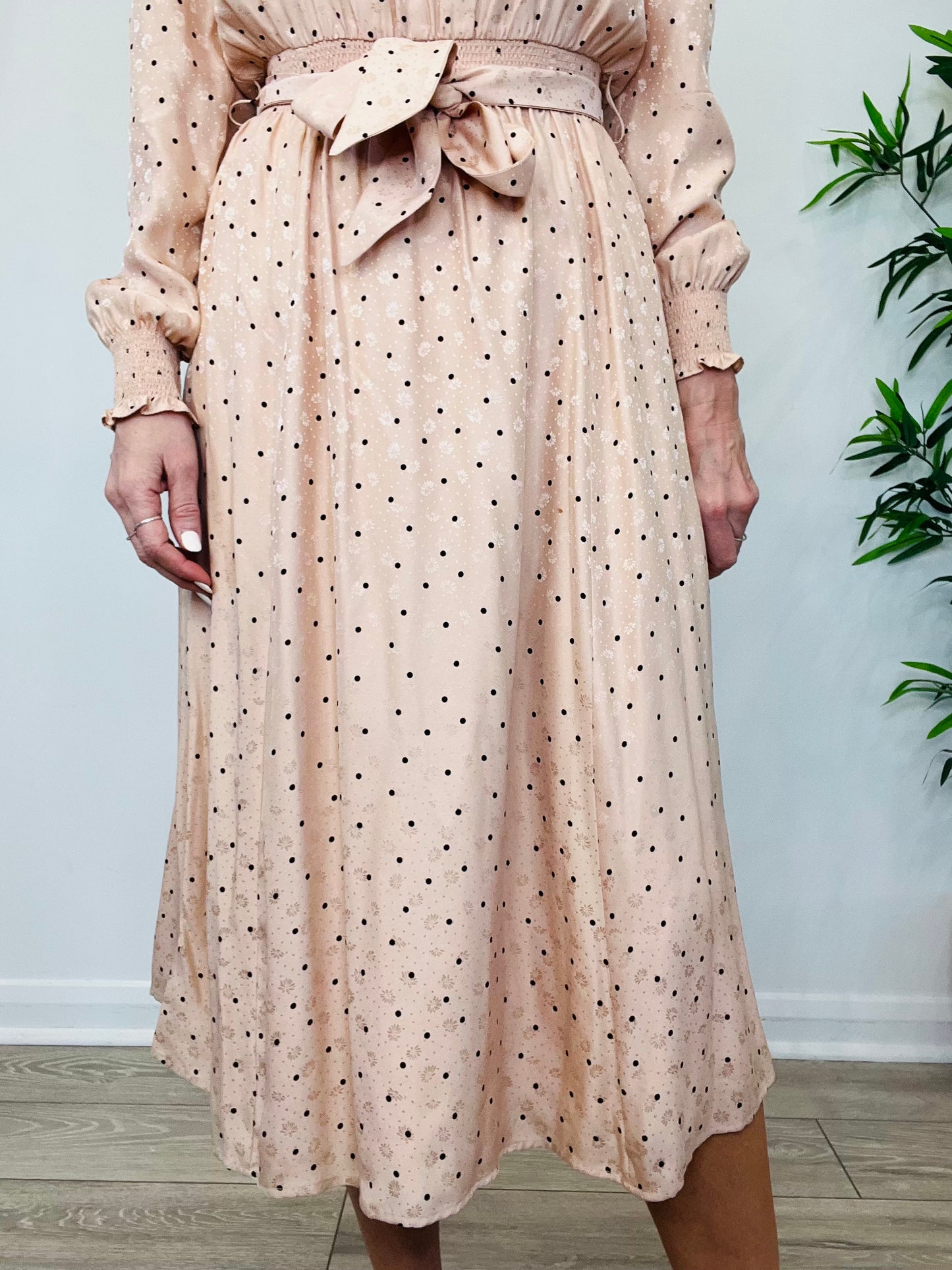 Polka Dot Midi Dress - Size 40