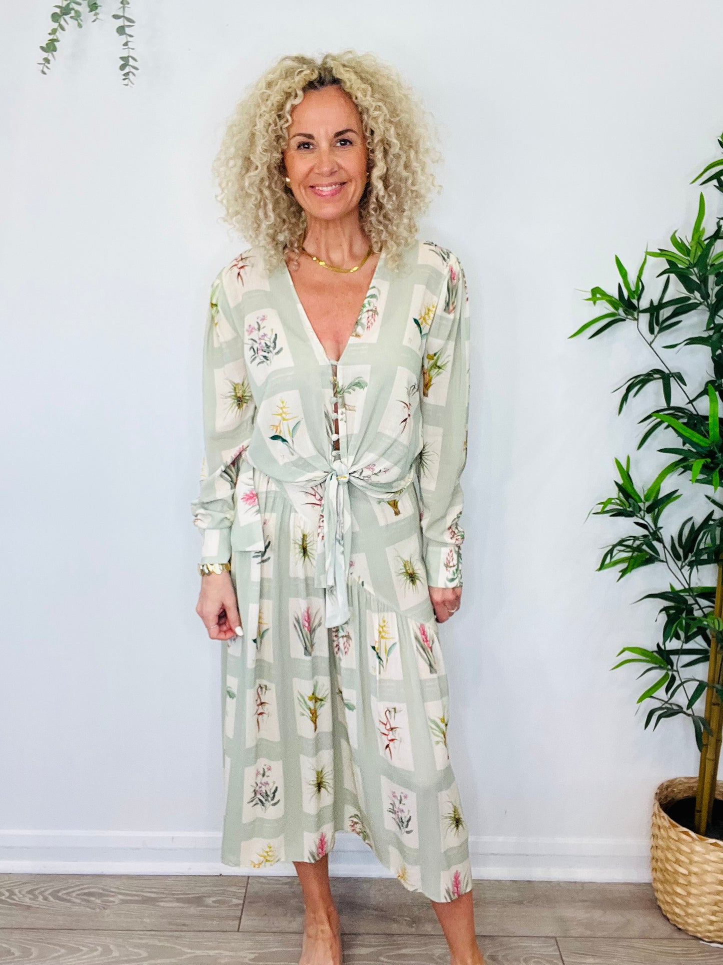 Patterned Shirt & Skirt Set - Size S