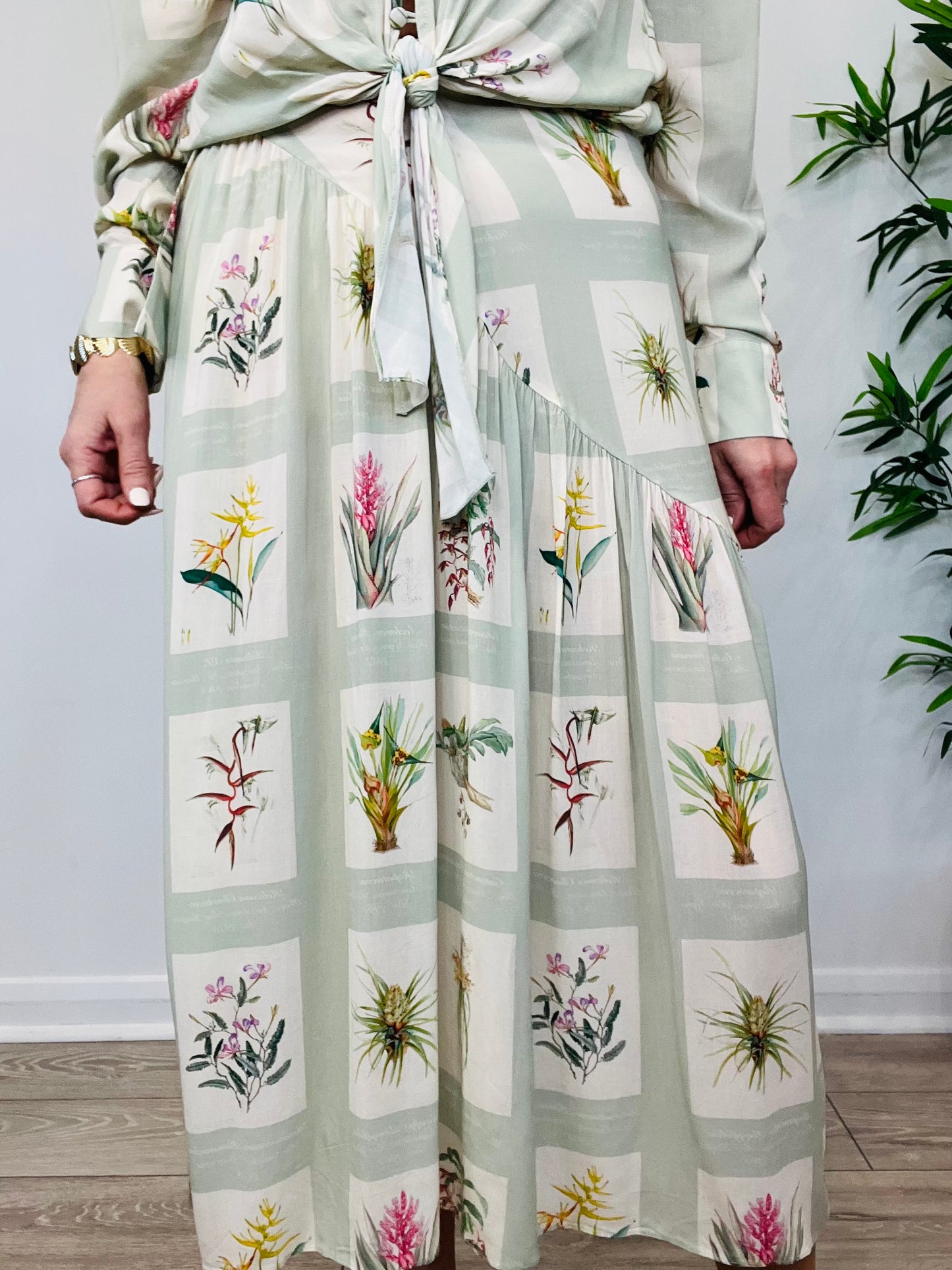 Patterned Shirt & Skirt Set - Size S