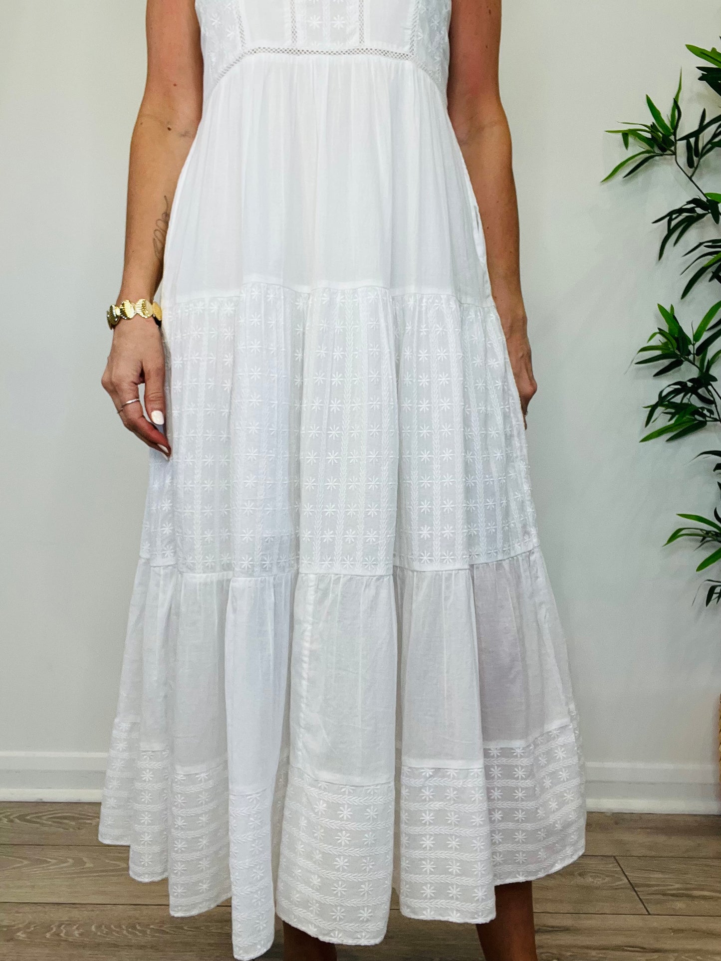 Sleeveless Embroidered Dress - Size 10