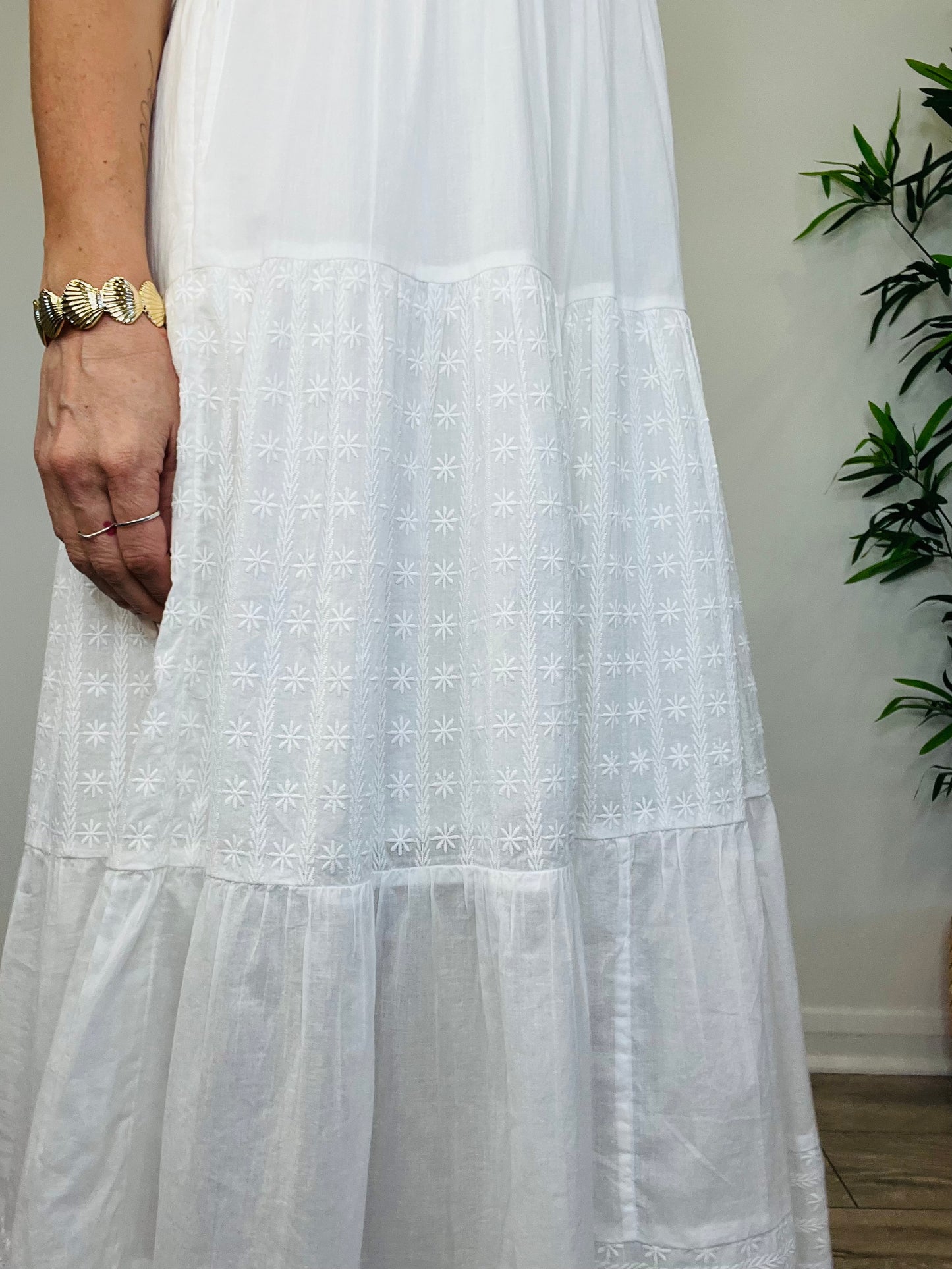 Sleeveless Embroidered Dress - Size 10