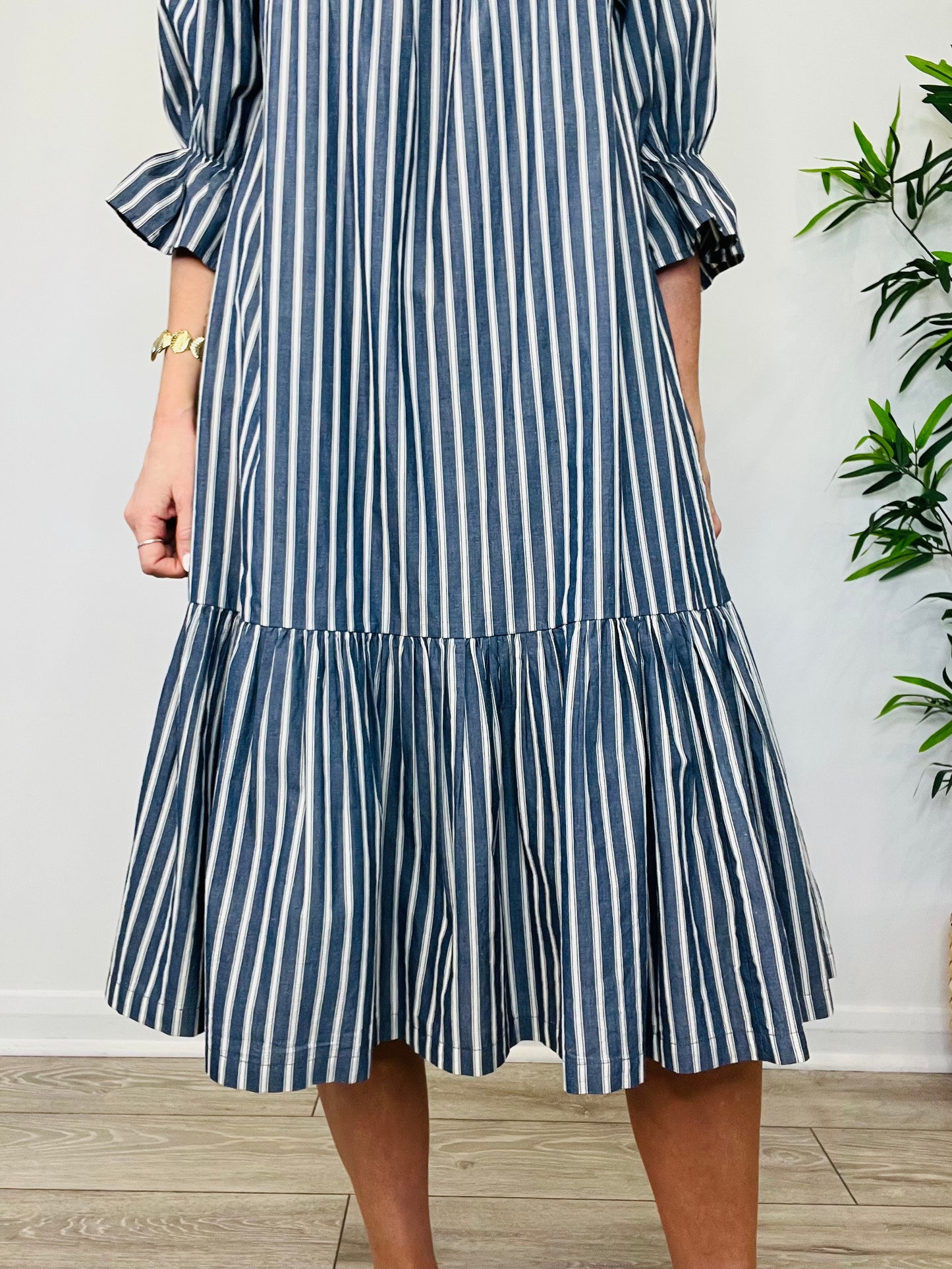 Striped Midi Dress - Size 36