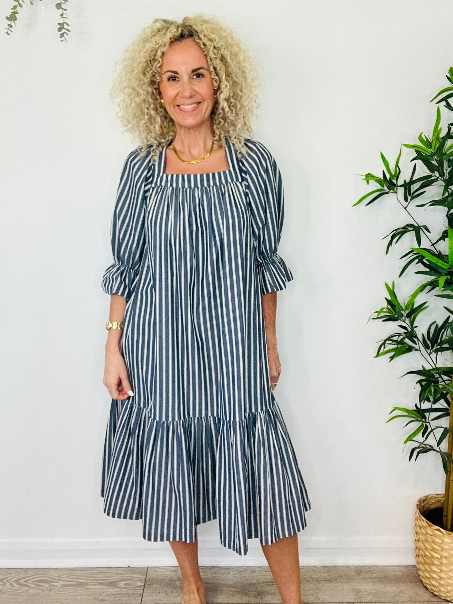 Striped Midi Dress - Size 36
