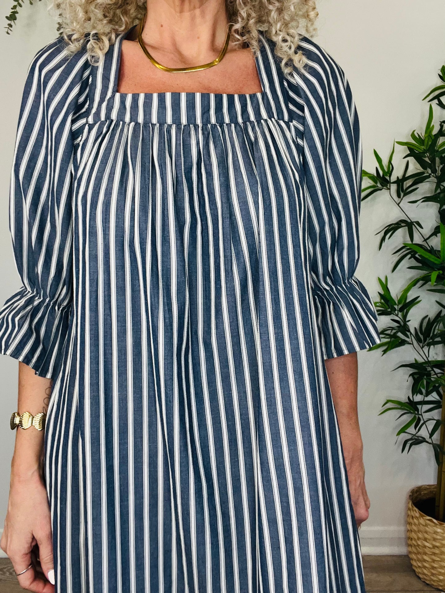 Striped Midi Dress - Size 36