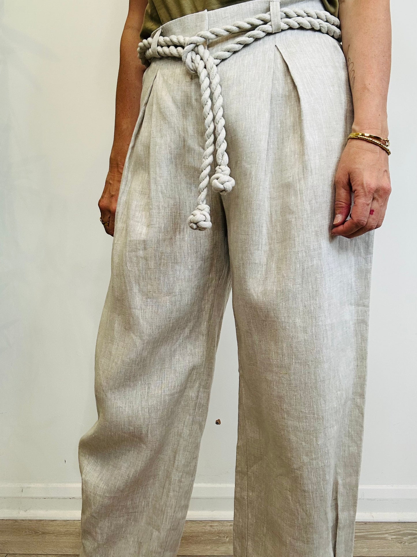Belted Linen Trousers - Size 12