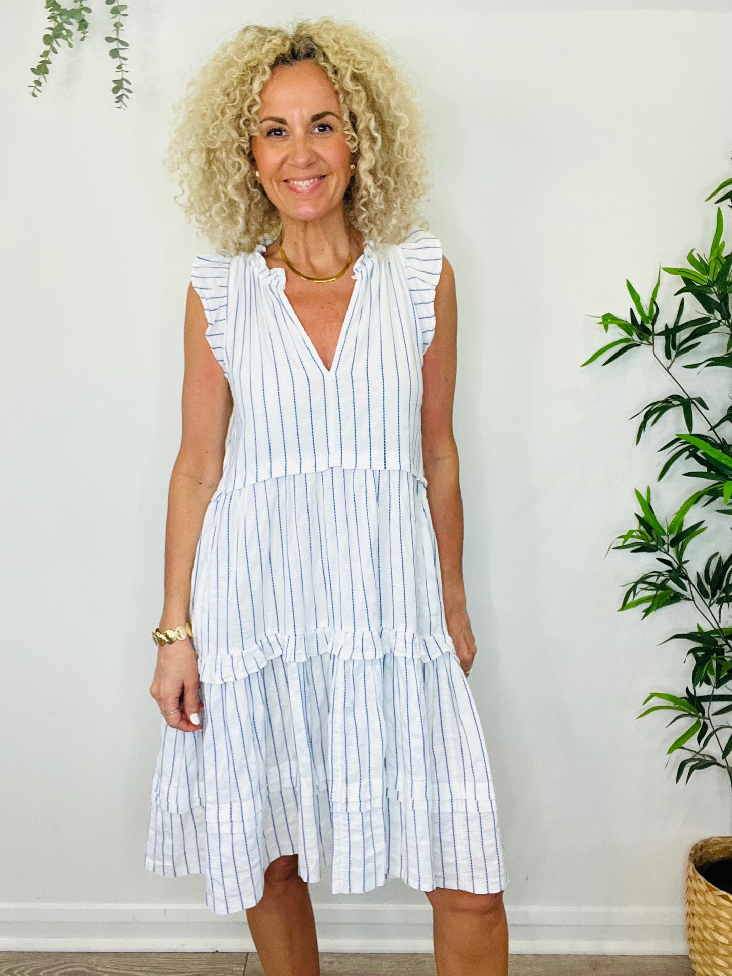 Striped Midi Dress - Size 12