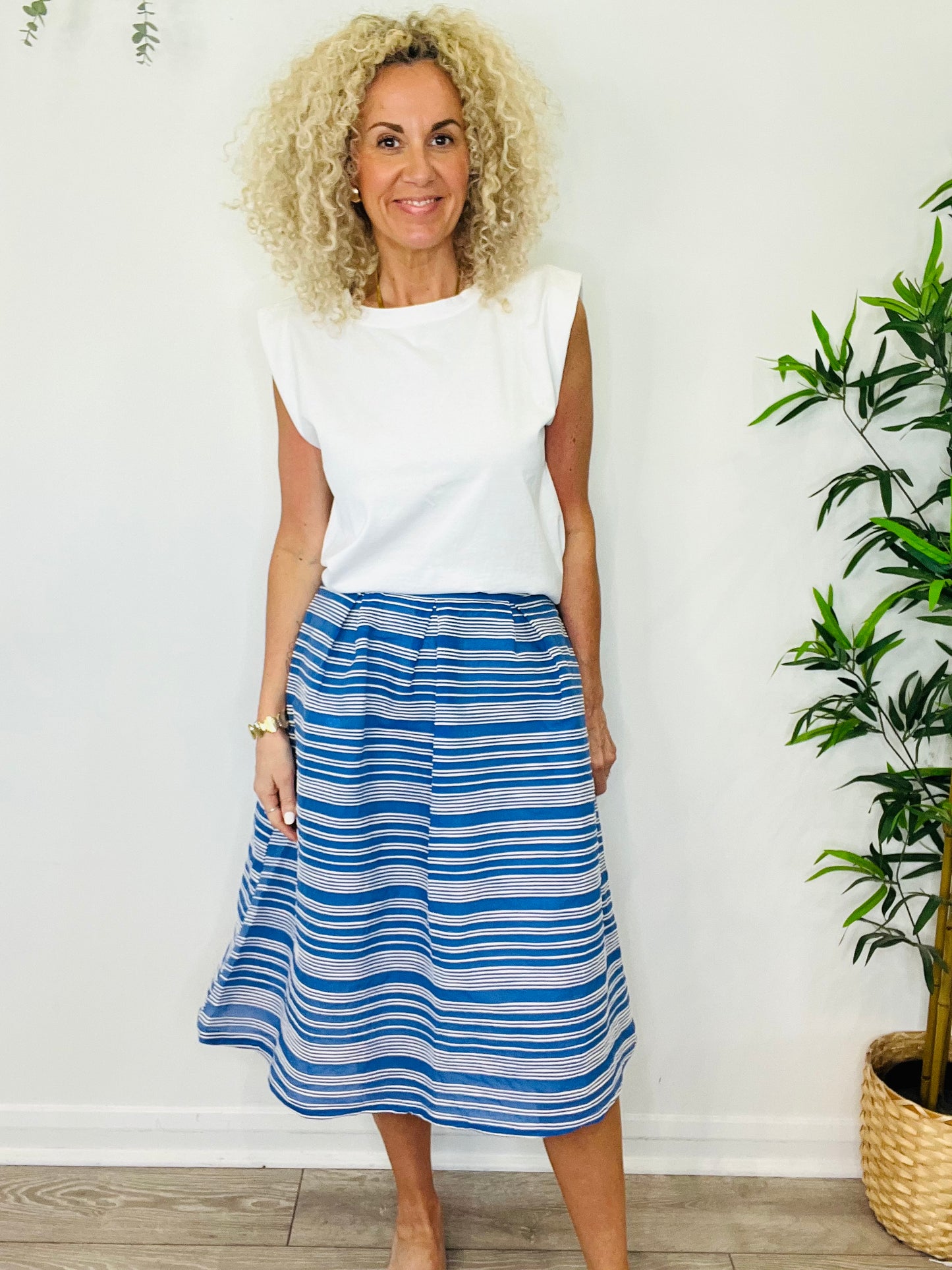 Striped Midi Skirt - Size 10