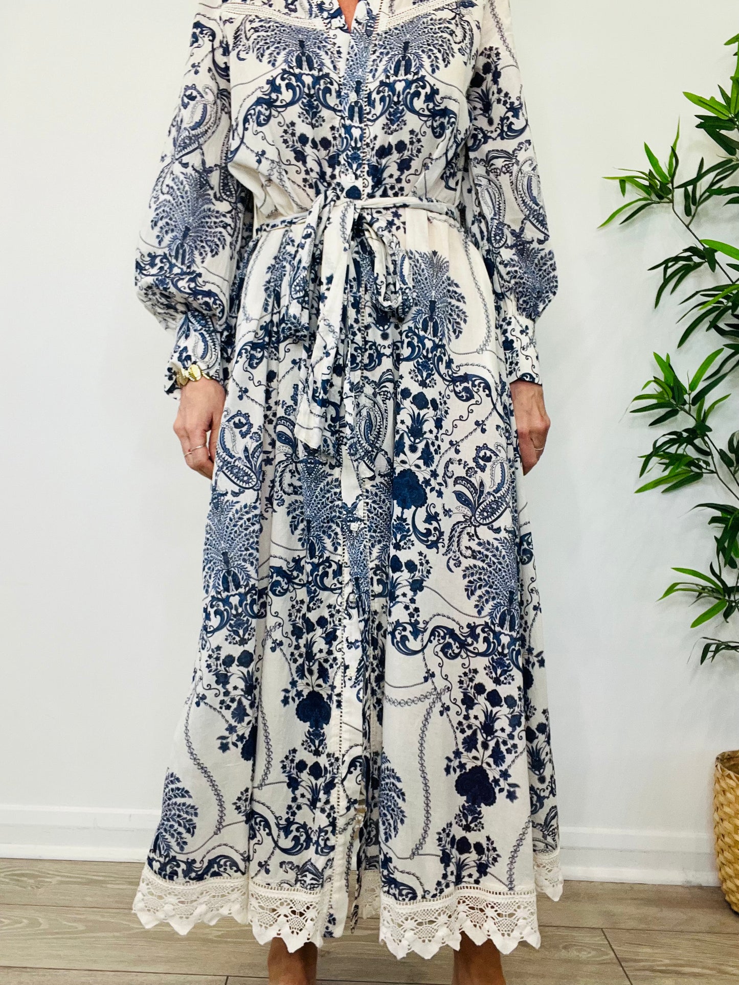 Patterned Shirt Dress - Size S