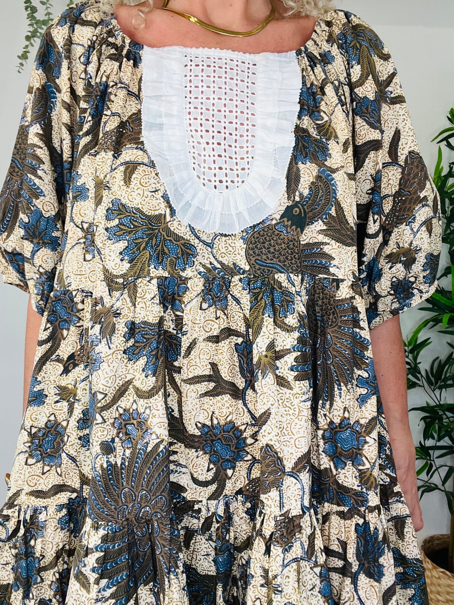 Patterned Cotton Dress - Size S