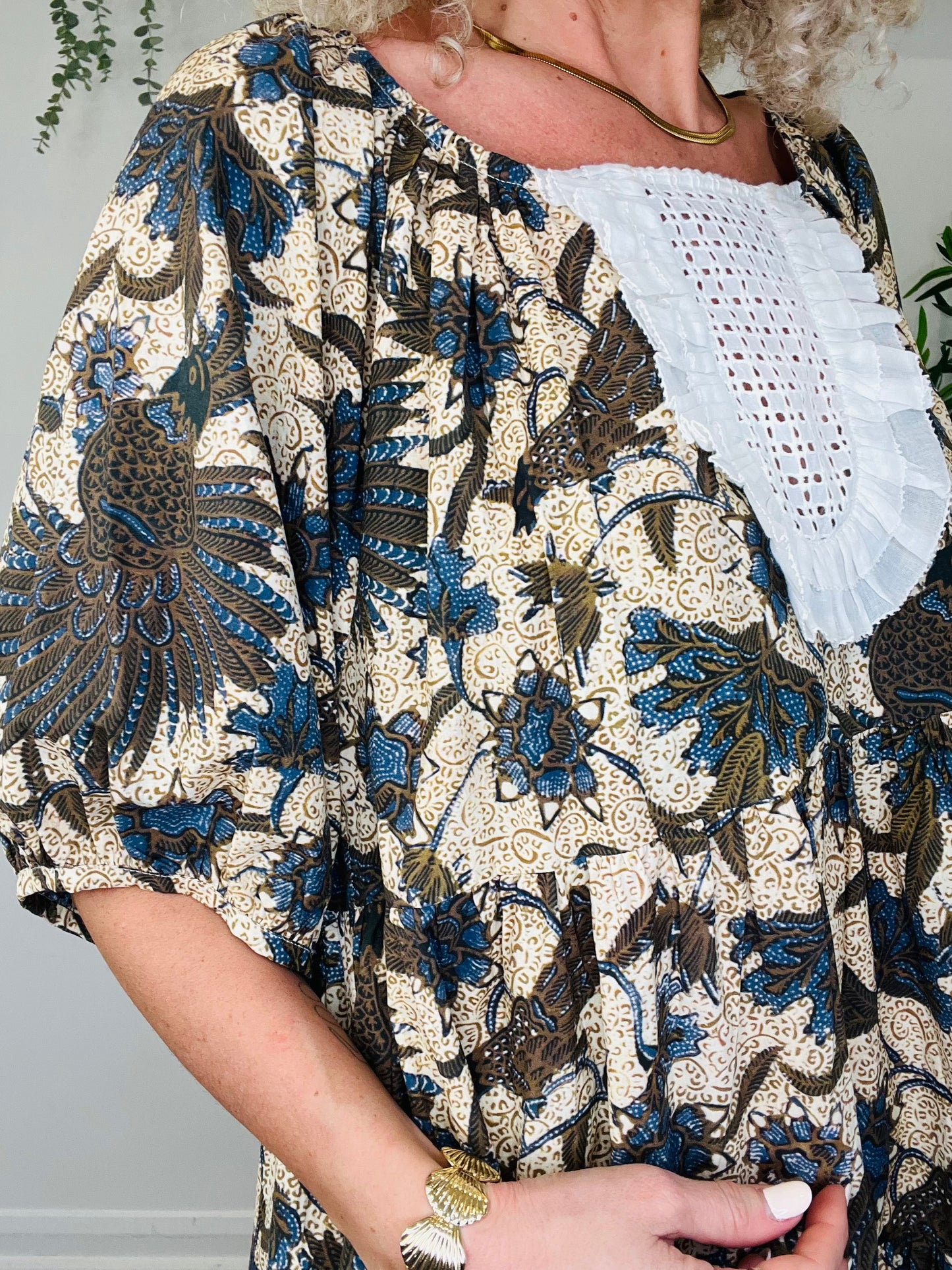 Patterned Cotton Dress - Size S