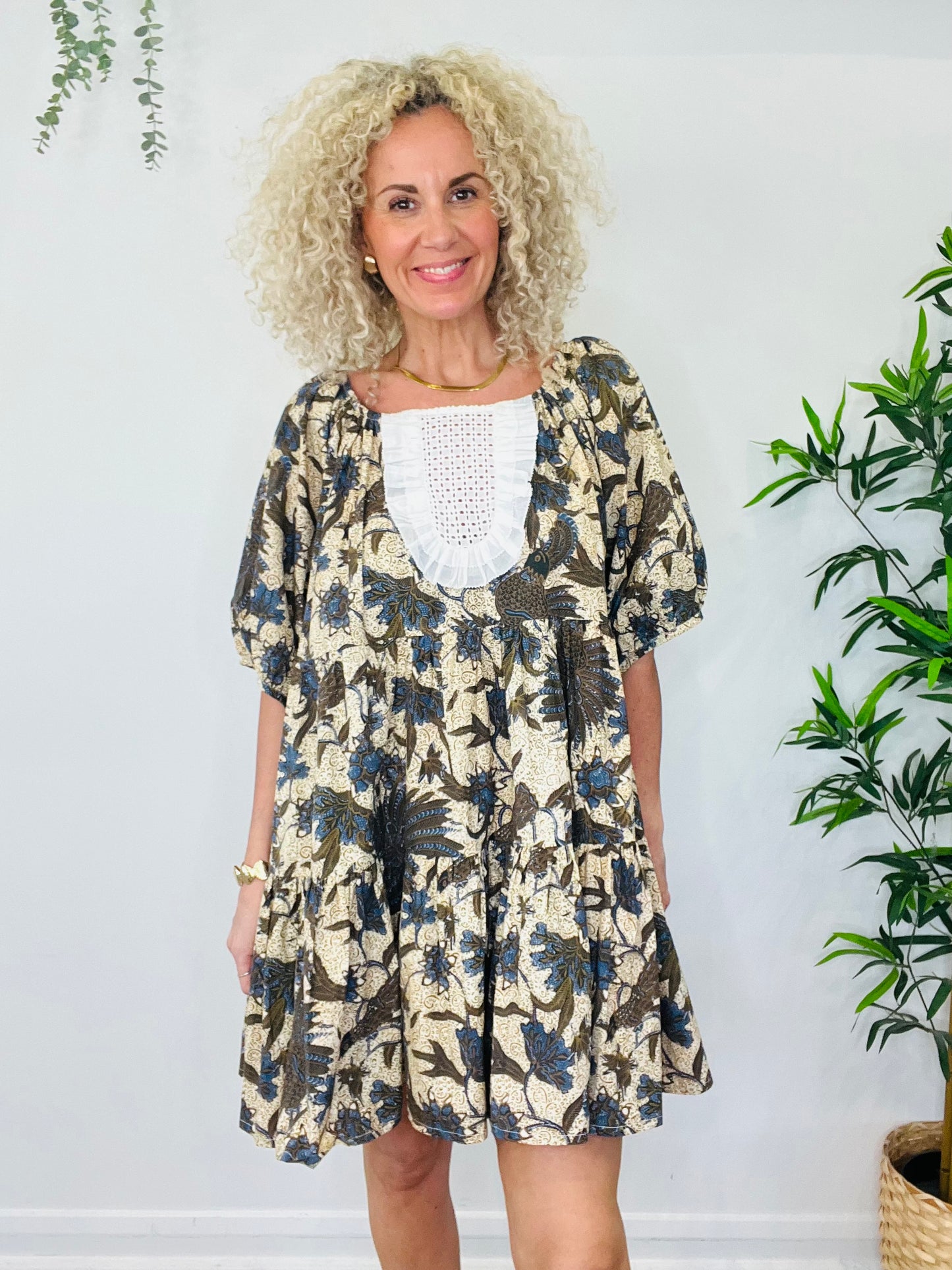 Patterned Cotton Dress - Size S