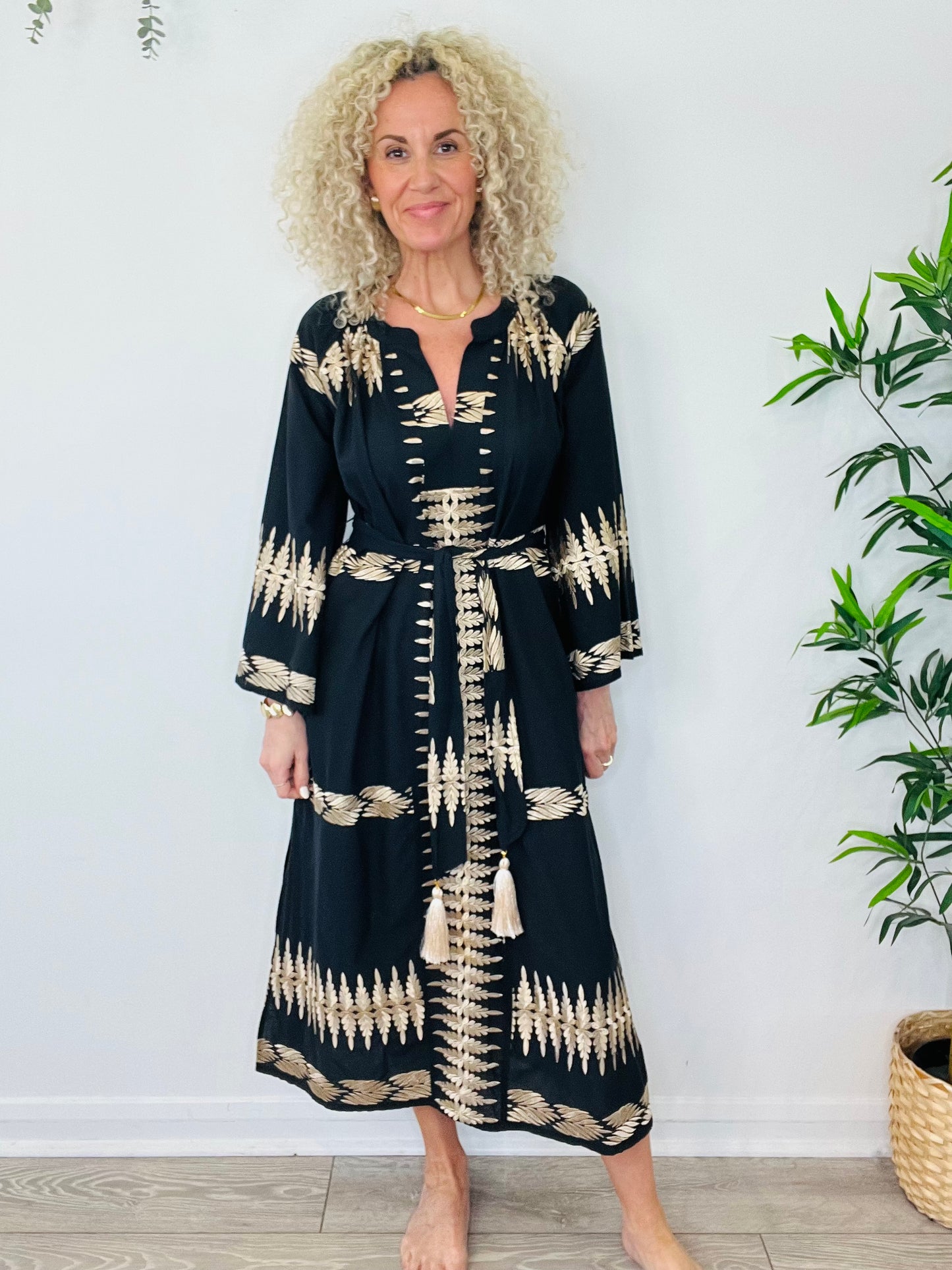 Embroidered Feather Dress - Size S