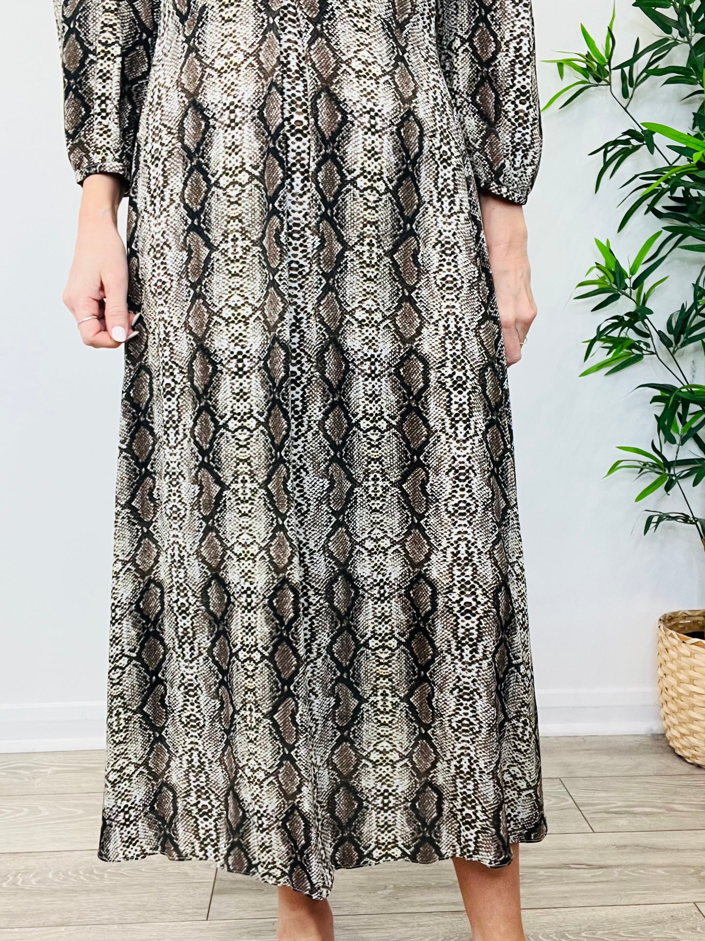 Snakeskin Print Dress - Size 36