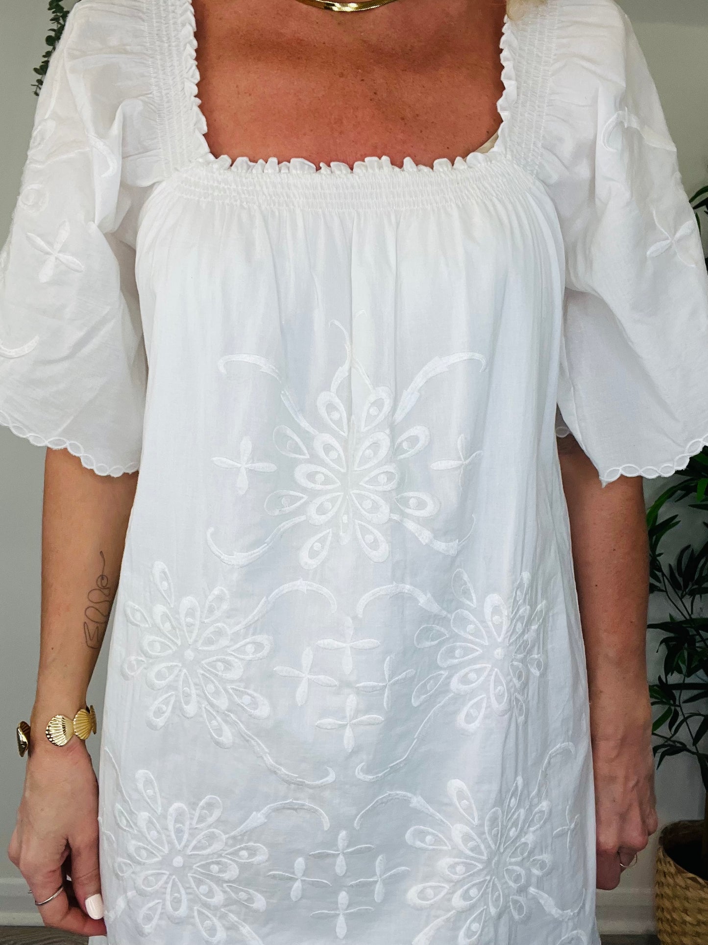 Embroidered Cotton Dress - Size 2