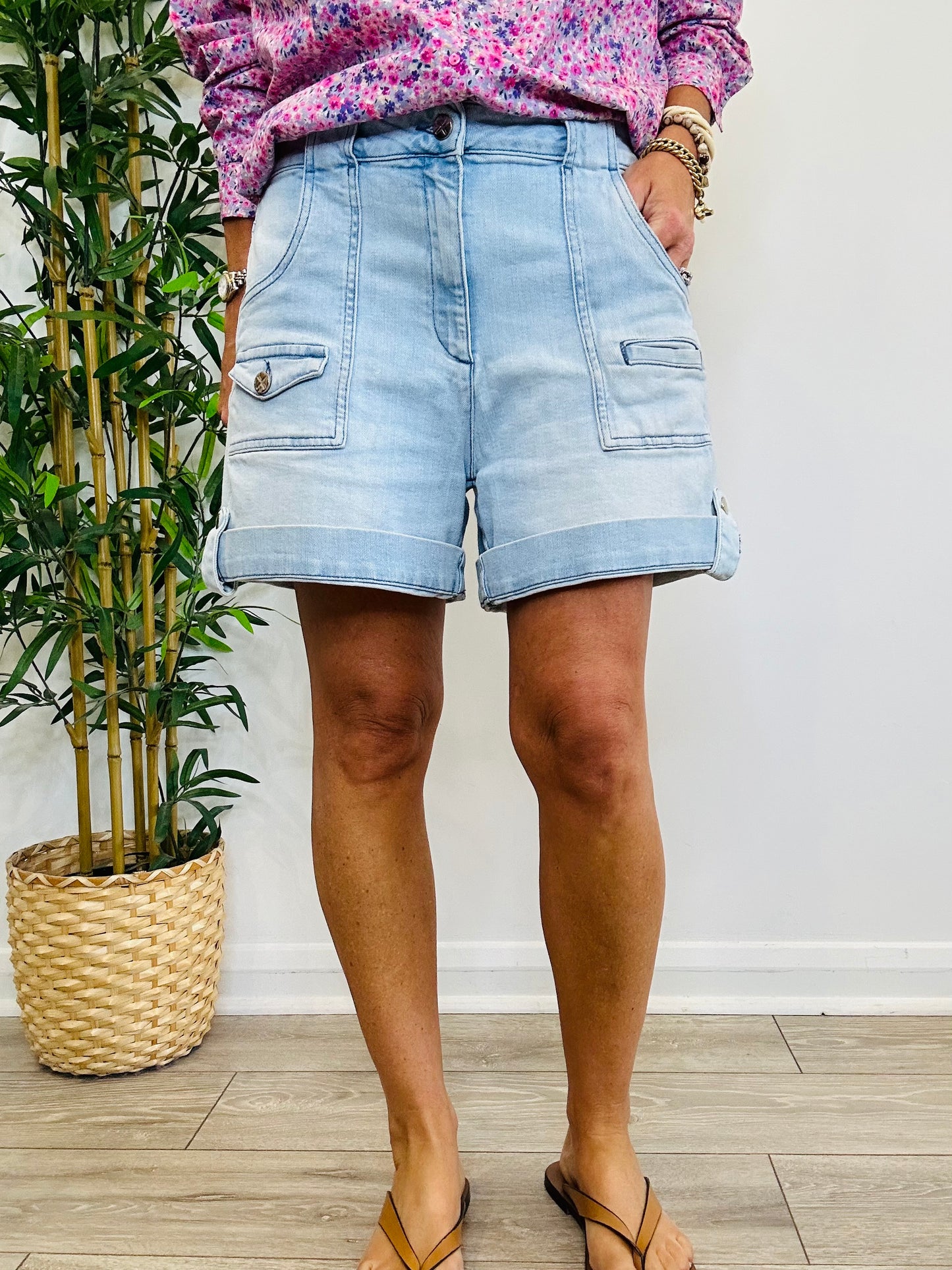 Denim Cargo Shorts - Size 12