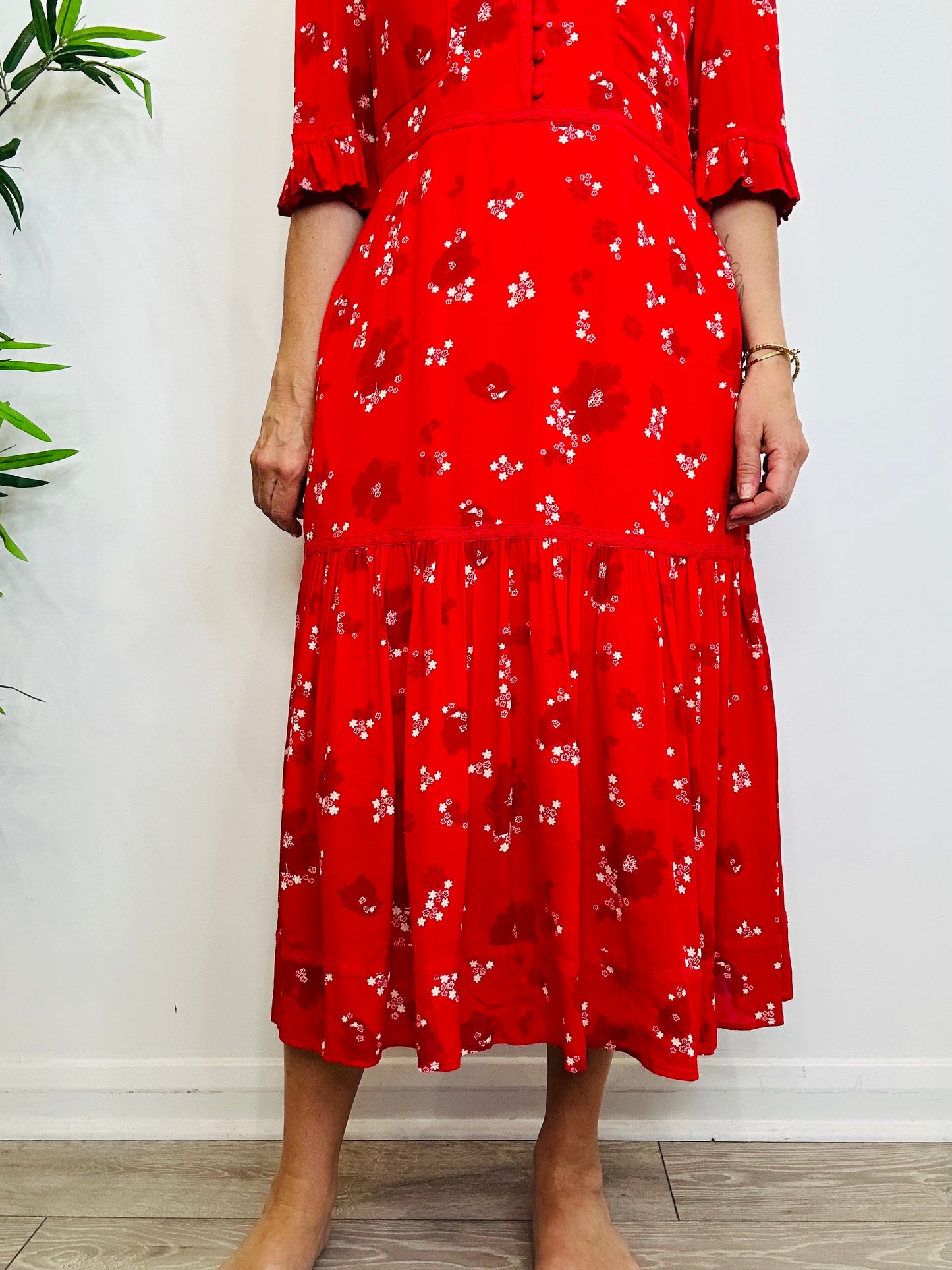Floral Midi Dress - Size 4