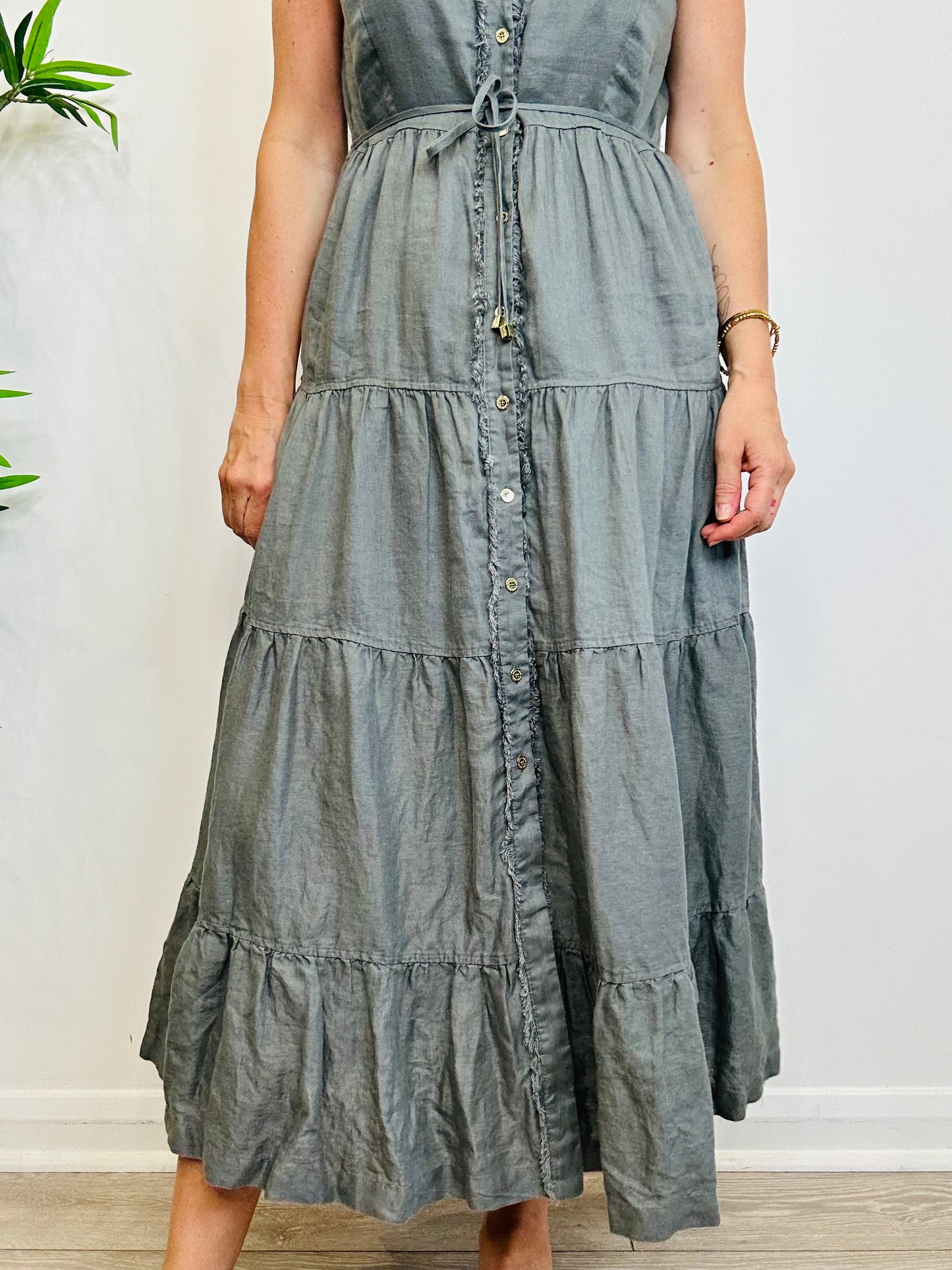 Tiered Linen Dress - Size L