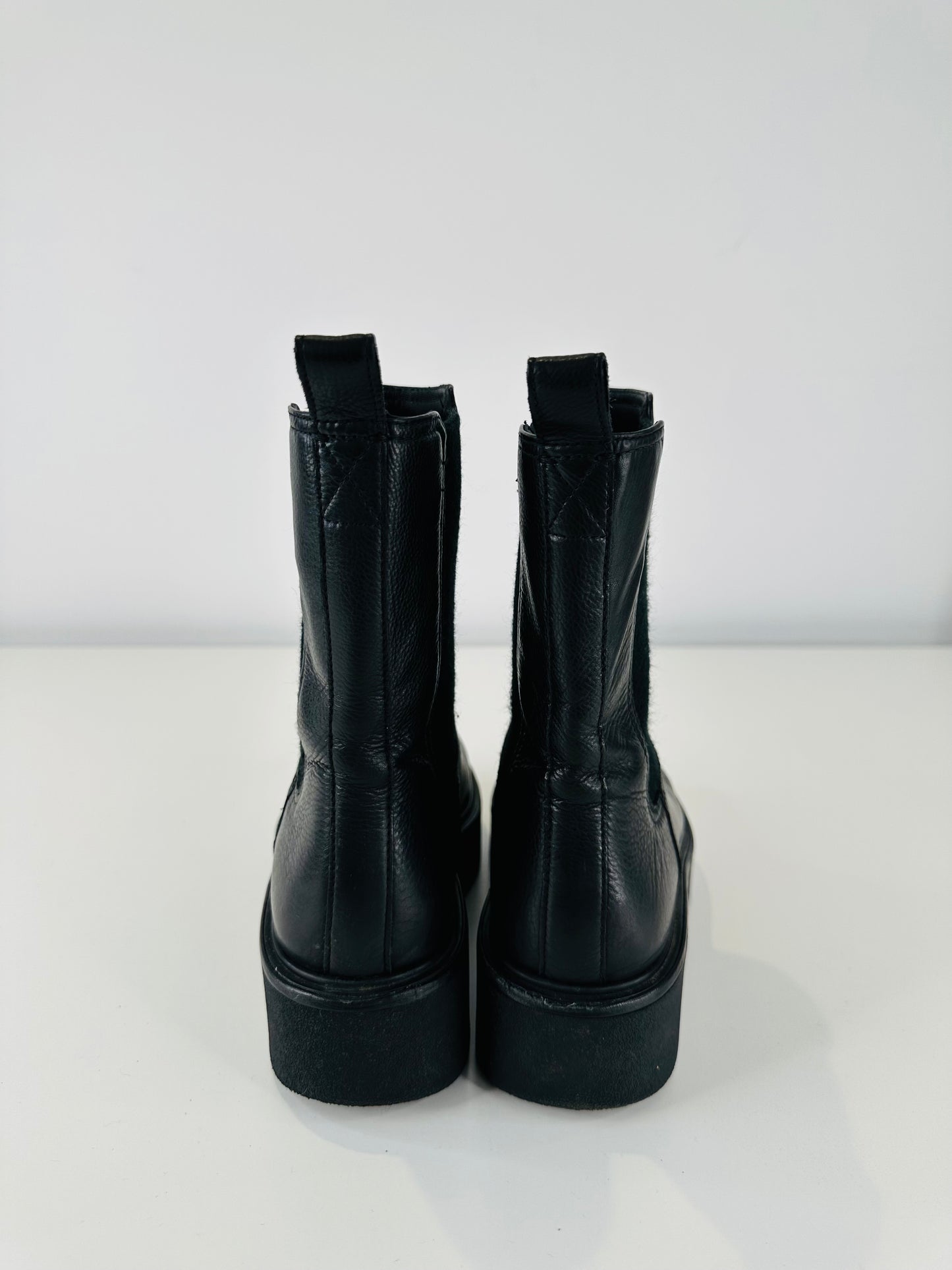 Leather Platform Boots - Size 37