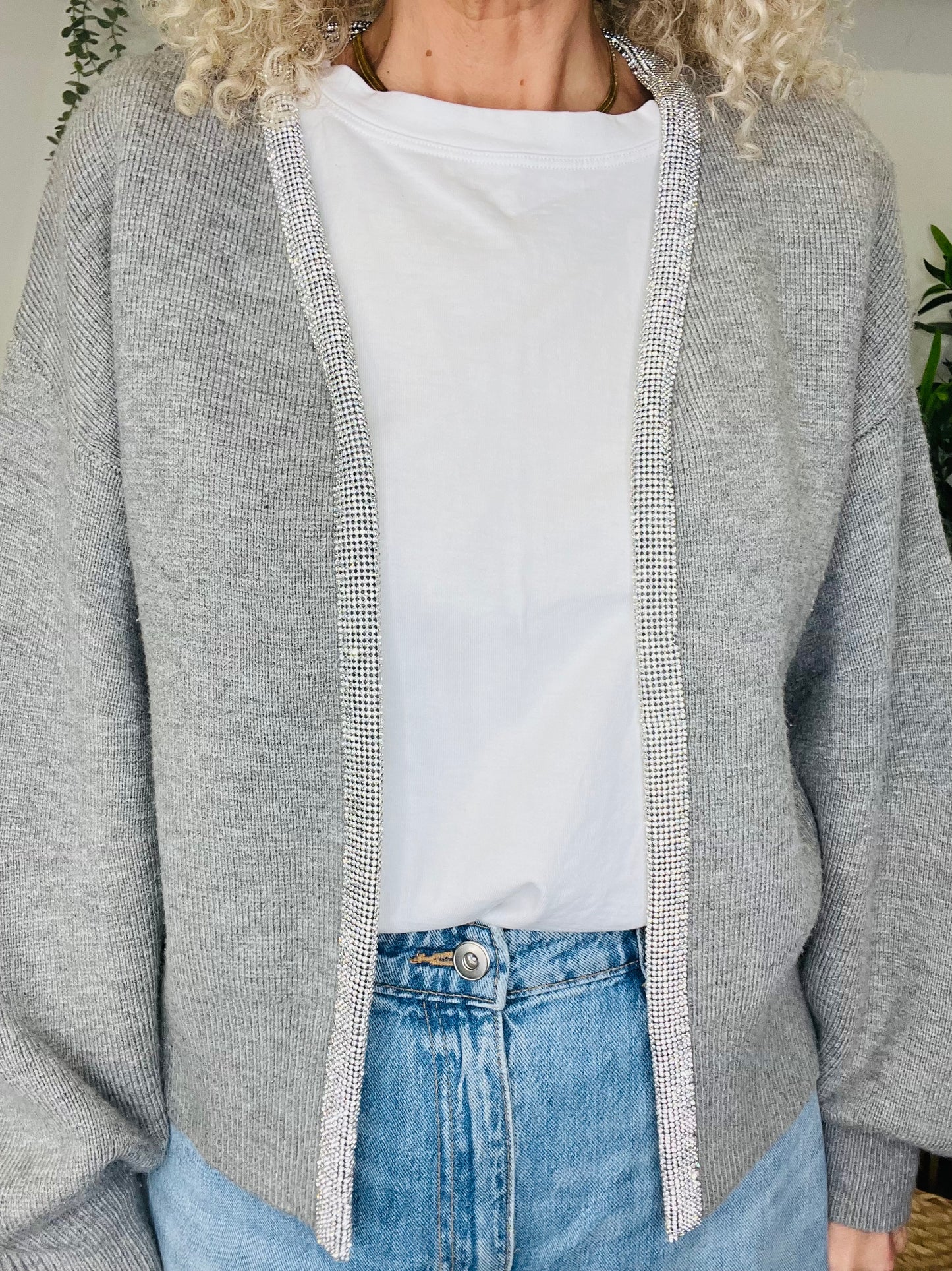 Diamante Trim Cardigan - O/S