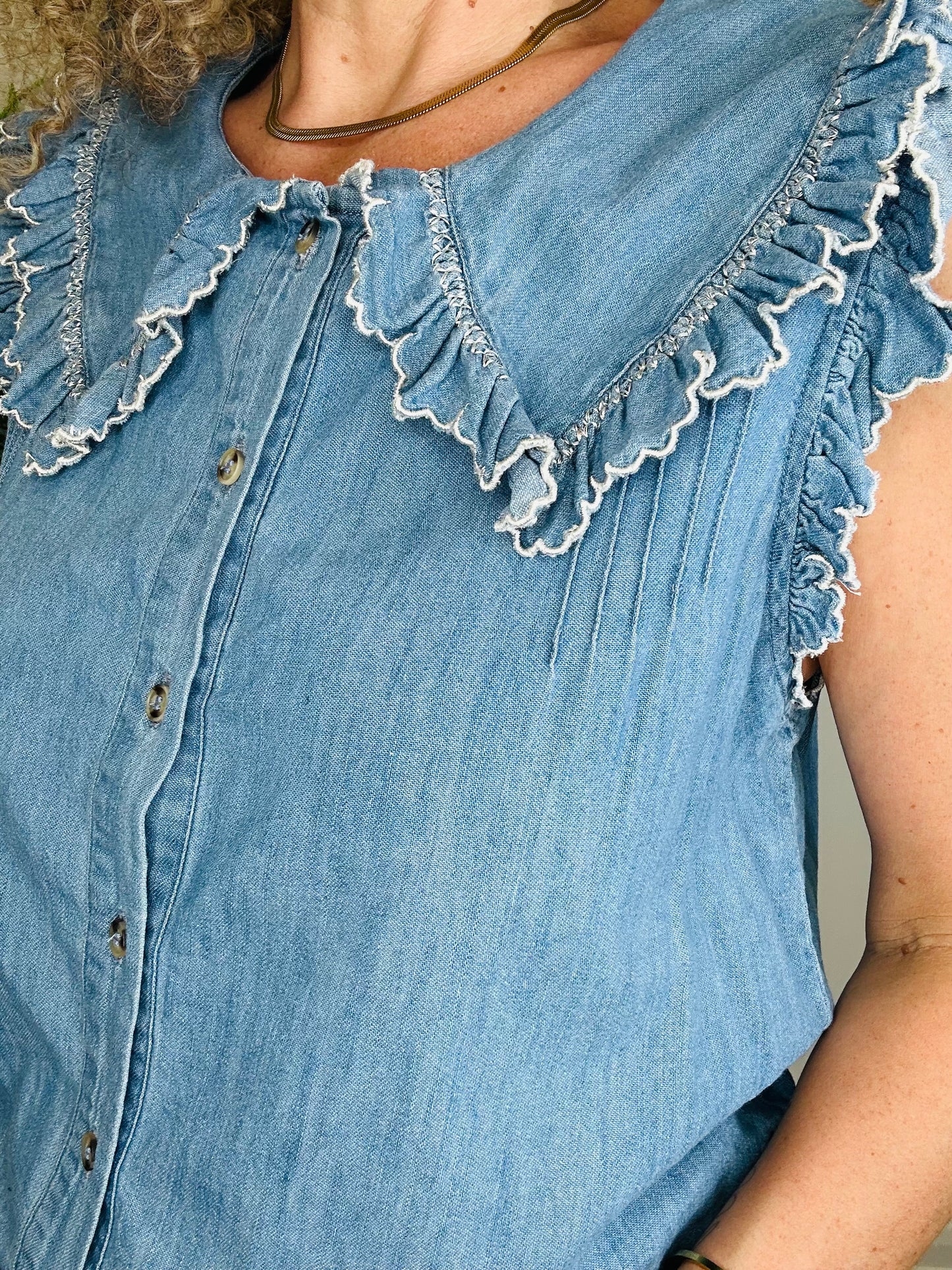 Sleeveless Denim Top - Size L