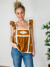 Load image into Gallery viewer, Frill Shoulder Top - Size 42
