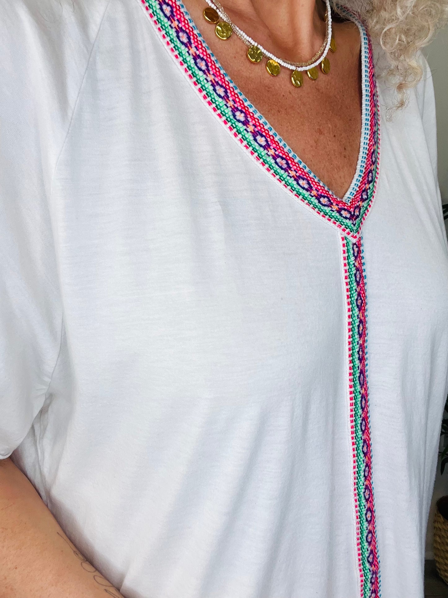 Embroidered T-Shirt Dress - Size S