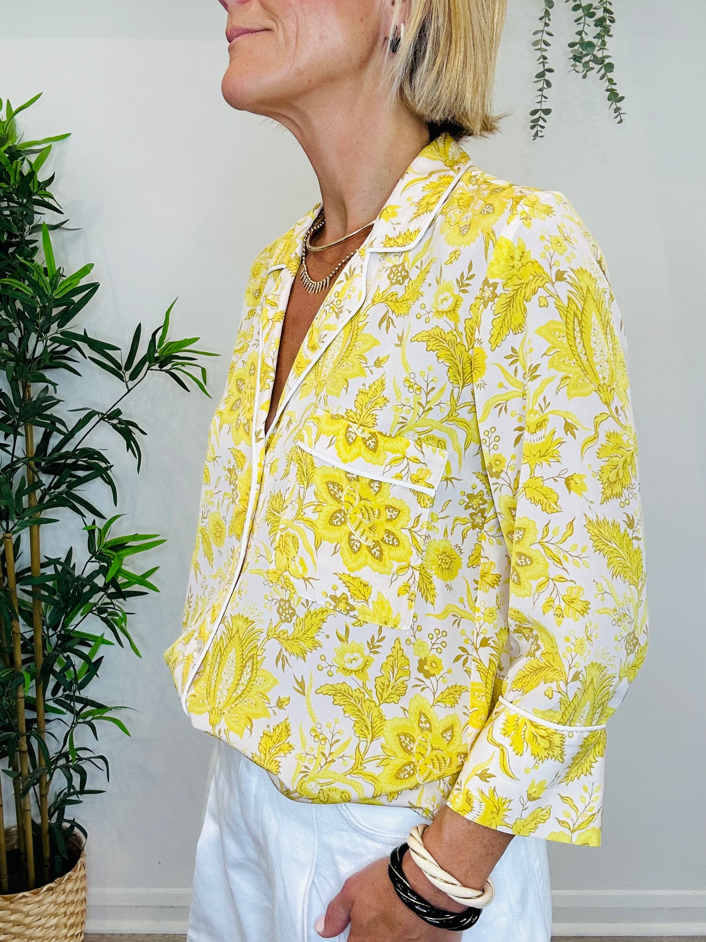 Floral Silk Shirt - Size S