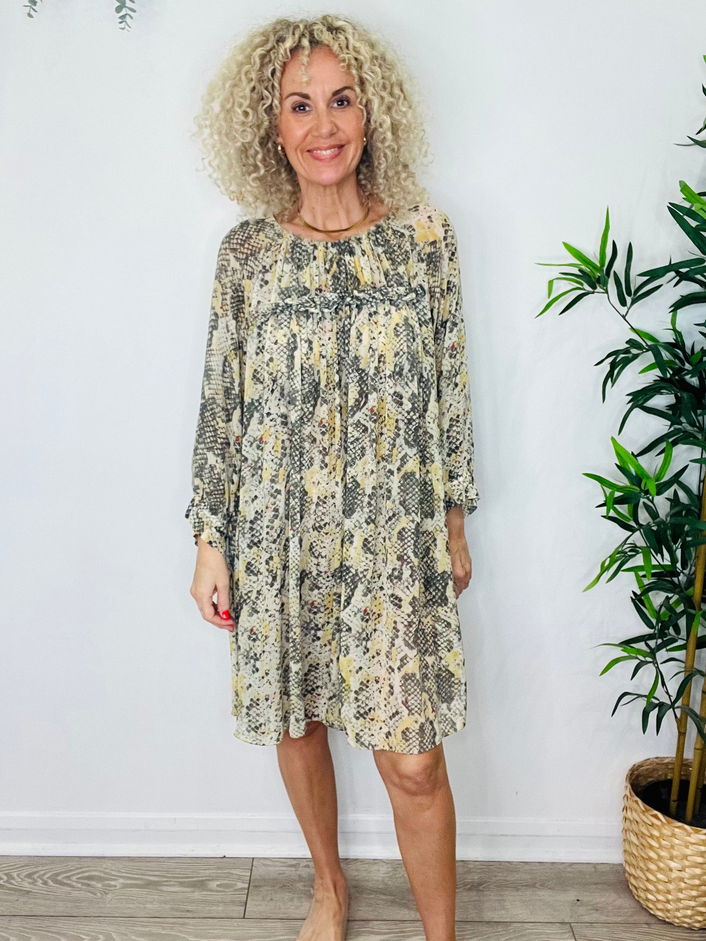 Snakeskin Print Dress - Size 40