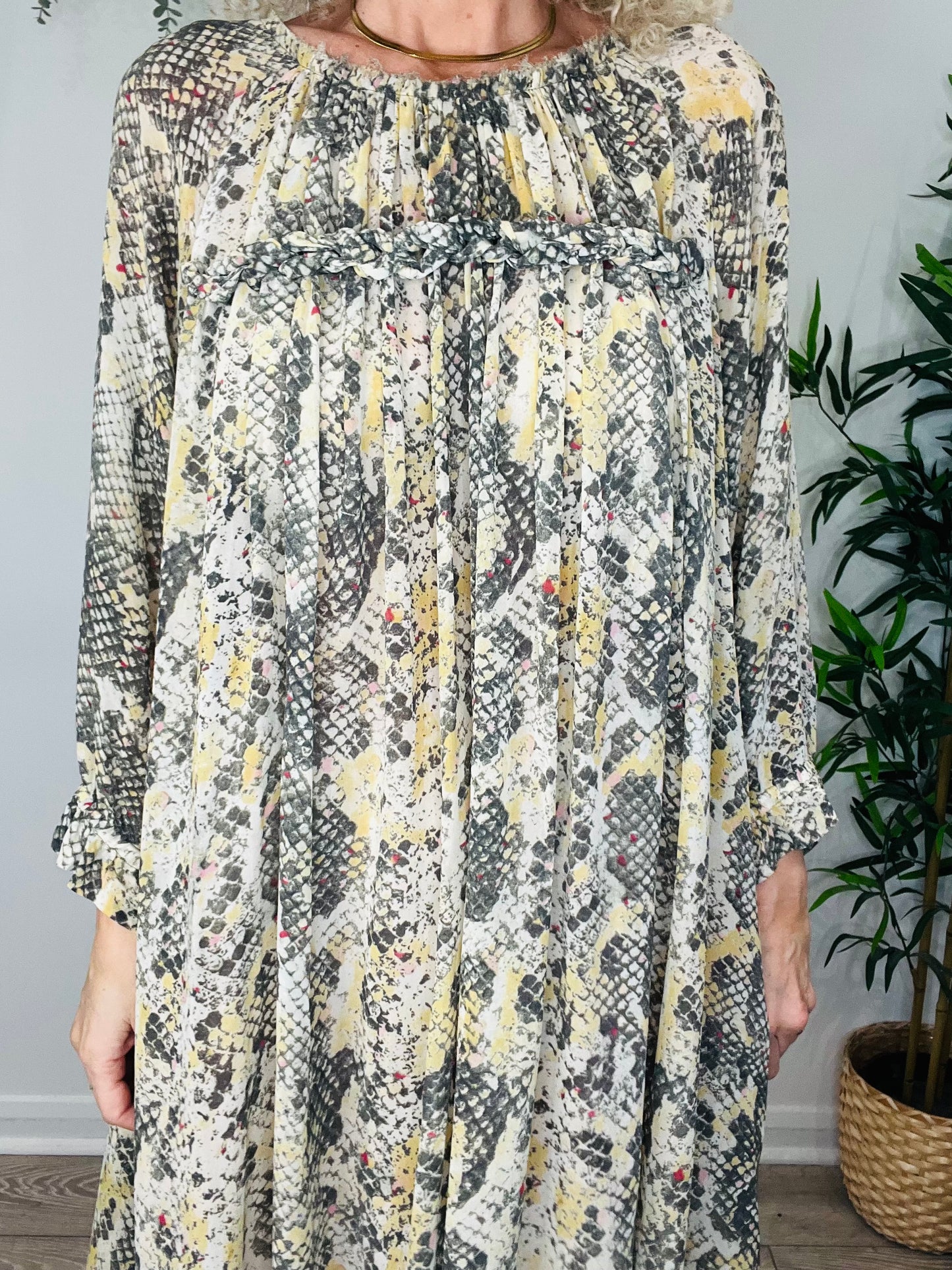 Snakeskin Print Dress - Size 40